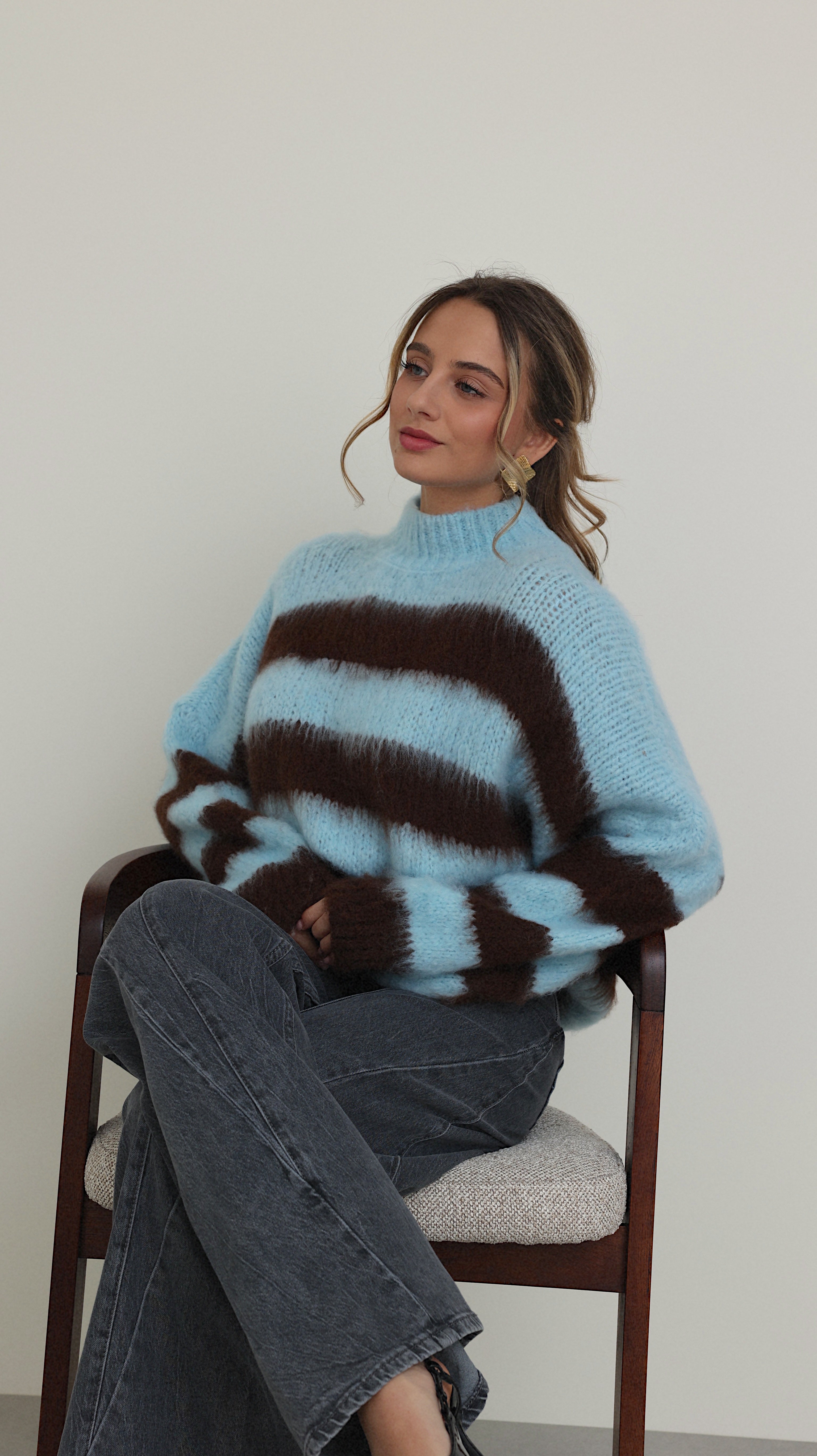 PULL AVA BLEU ET MARRON