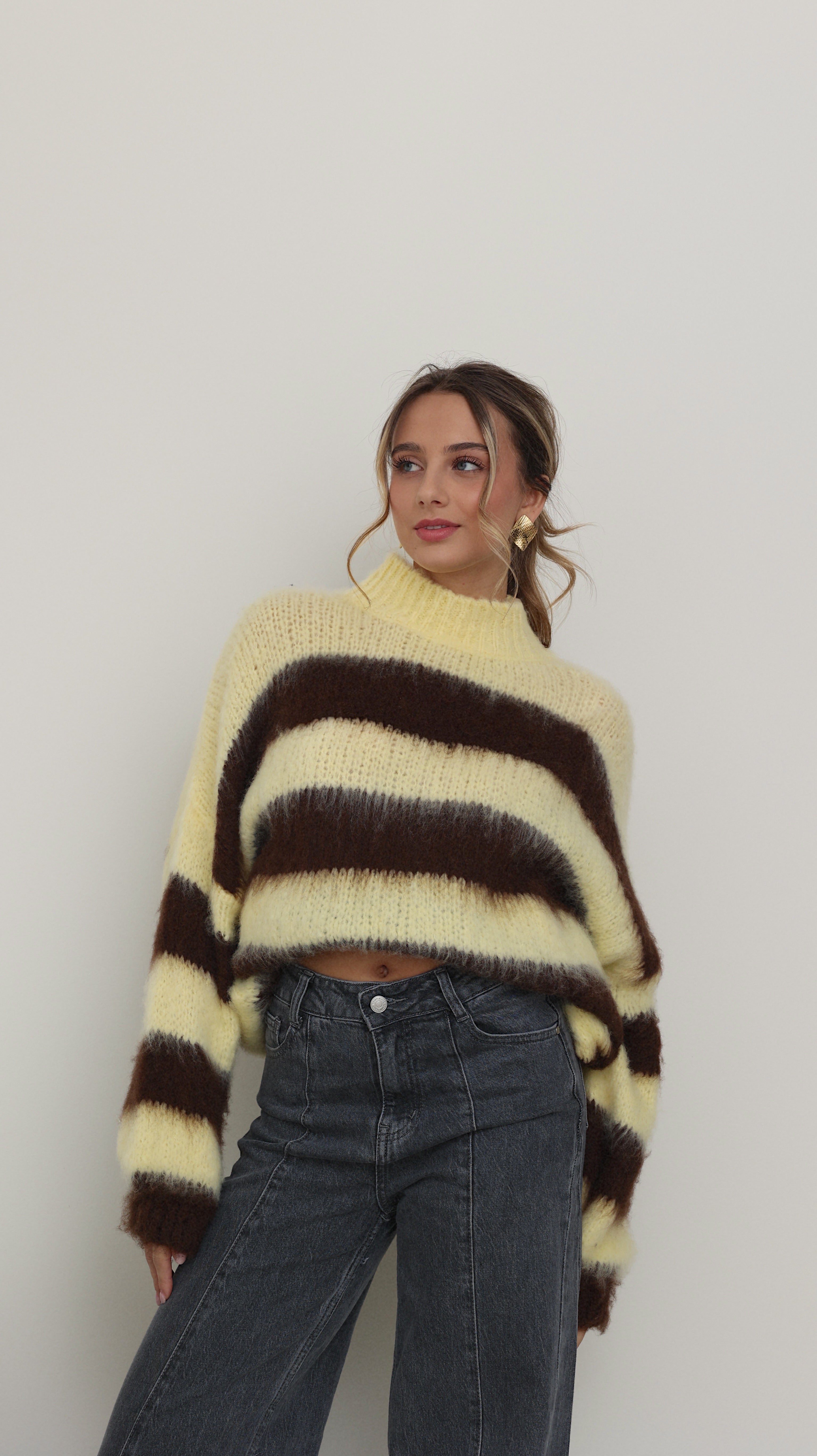 PULL AVA - JAUNE ET MARRON