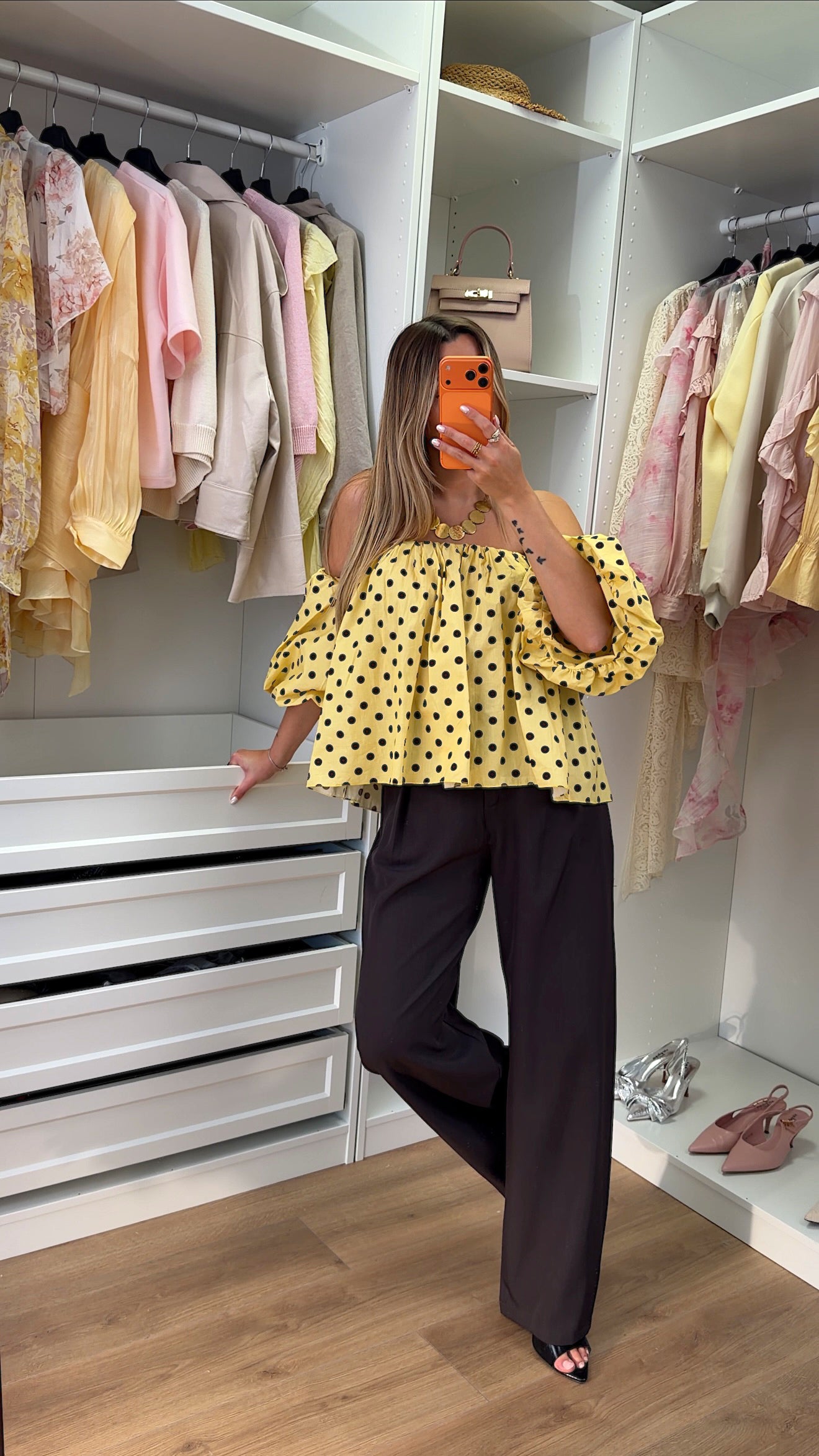 BLOUSE DOMI POIS - JAUNE