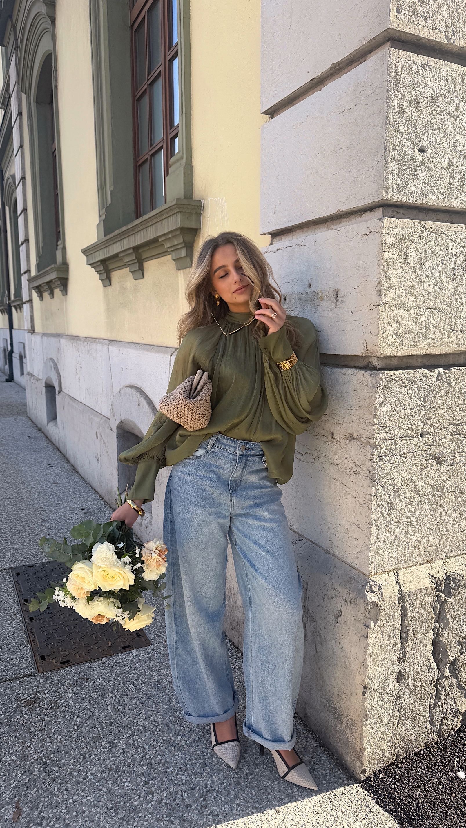 BLOUSE PRUNE - VERT OLIVE