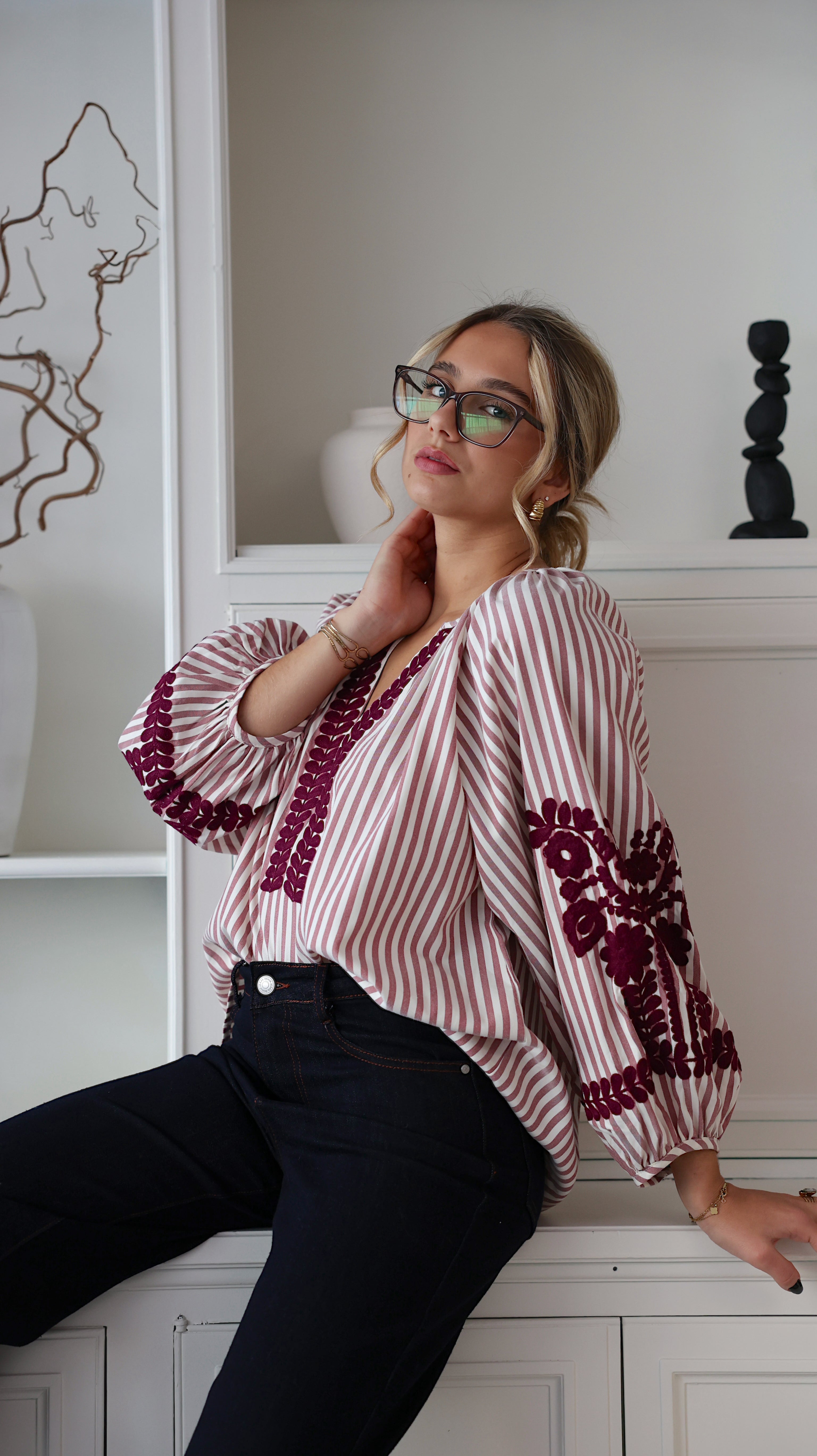 NADEGE BLOUSE - BURGUNDY