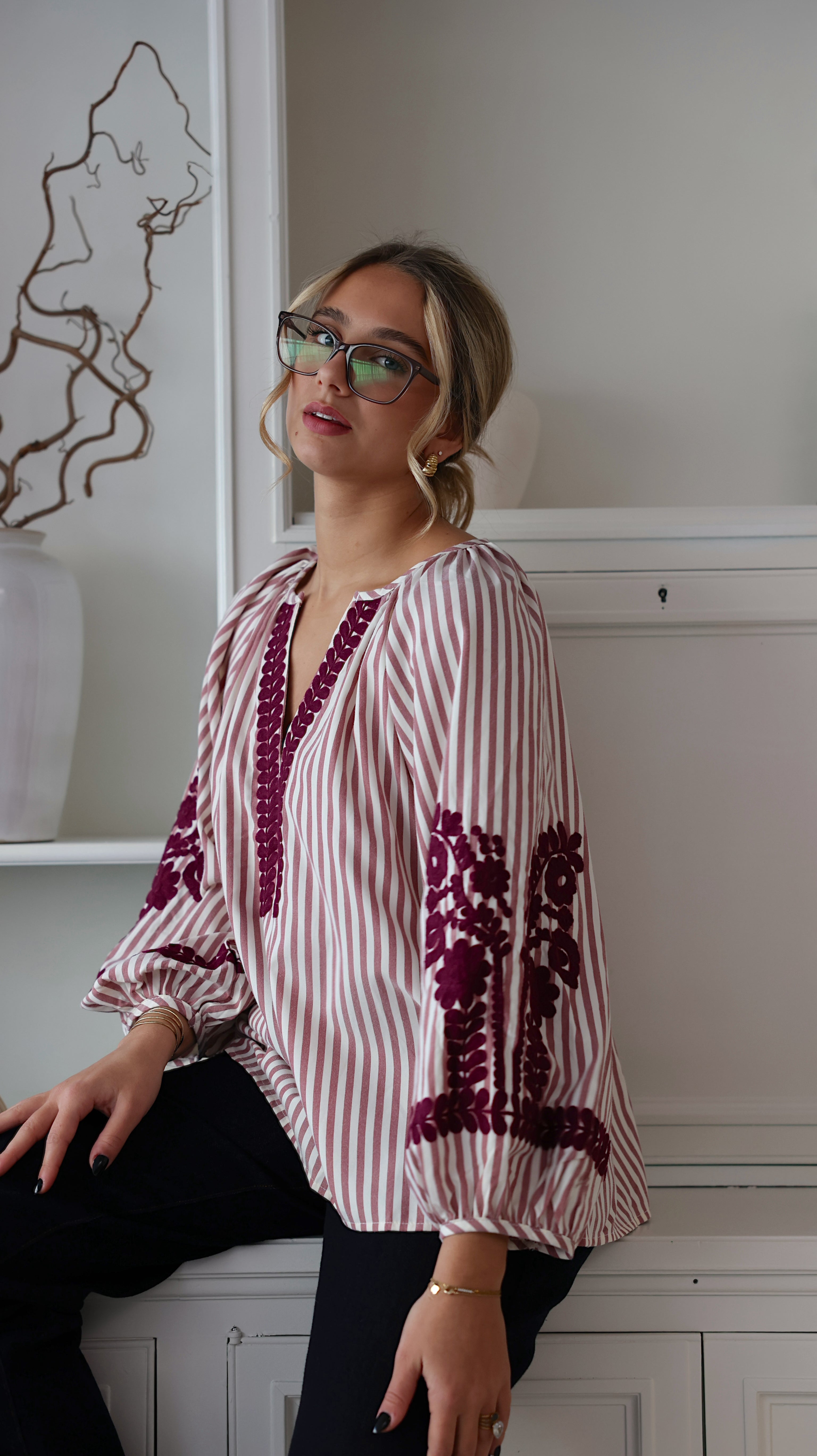 NADEGE BLOUSE - BURGUNDY
