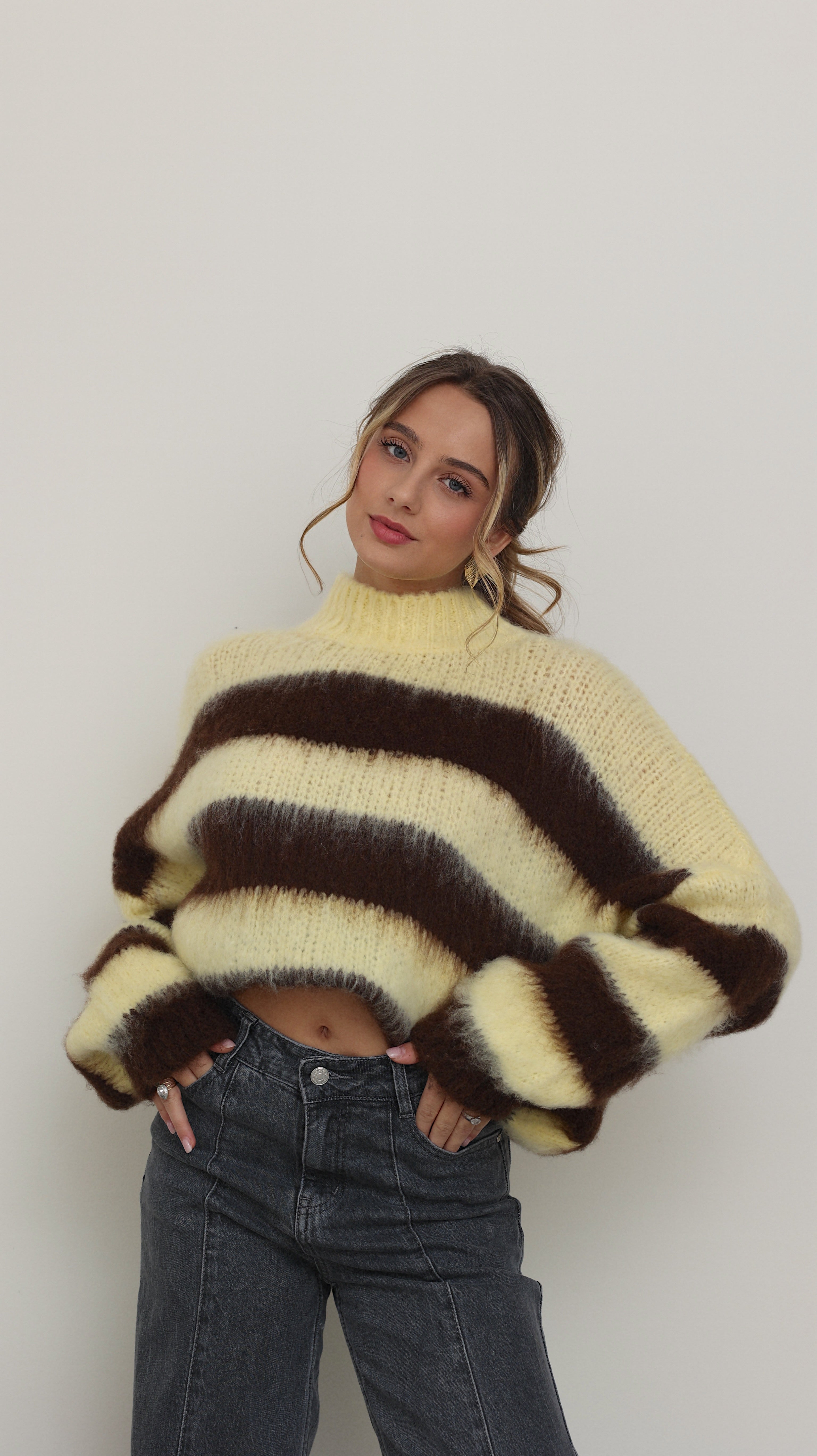 PULL AVA - JAUNE ET MARRON