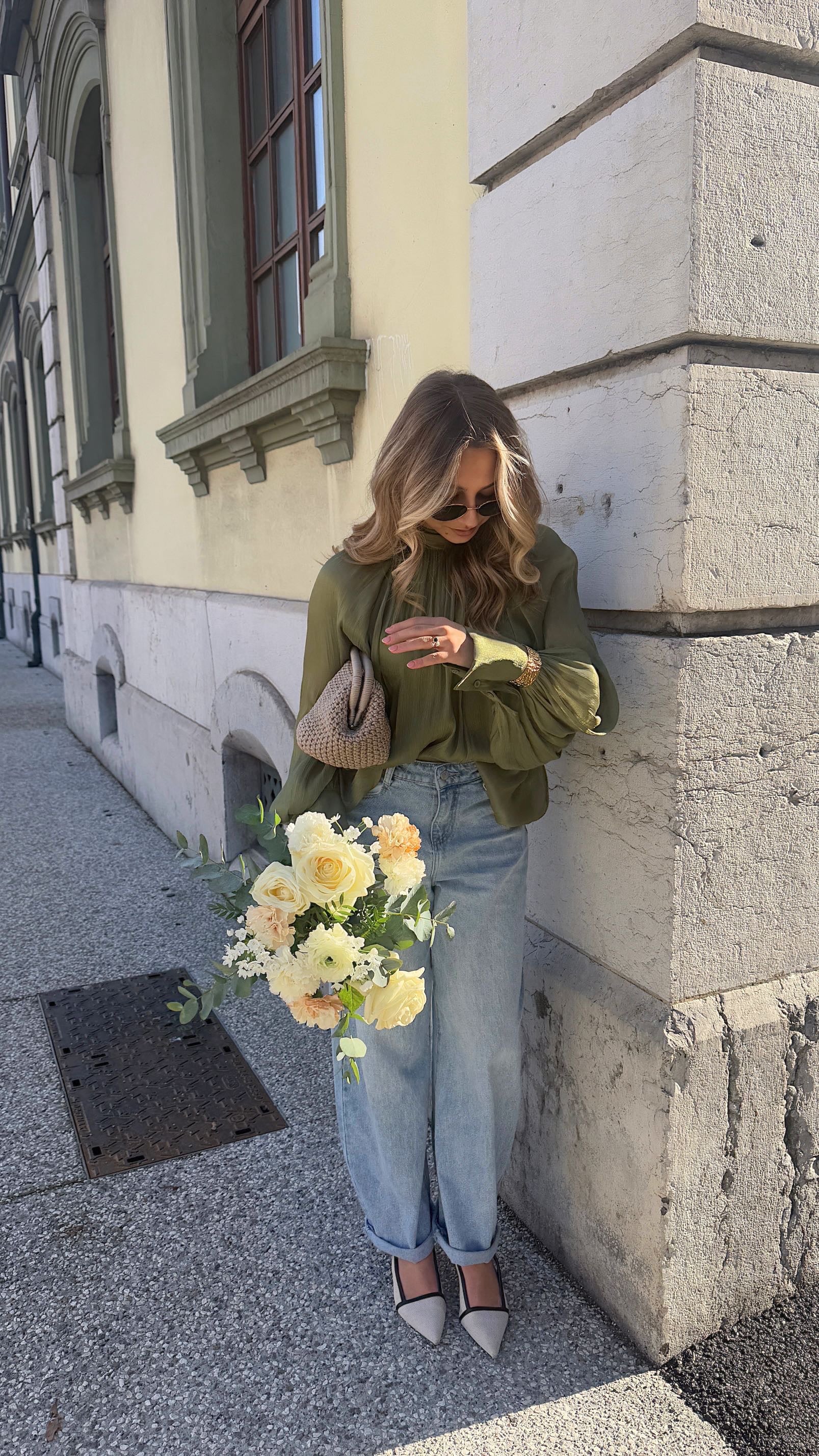 BLOUSE PRUNE - VERT OLIVE