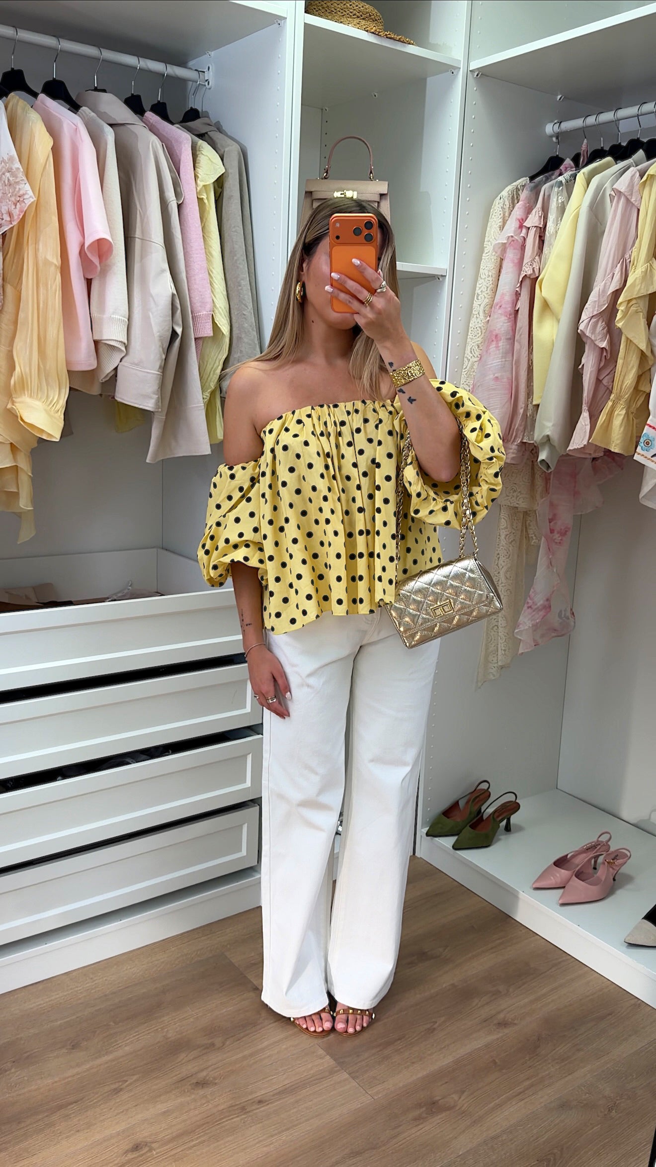 BLOUSE DOMI POIS - JAUNE