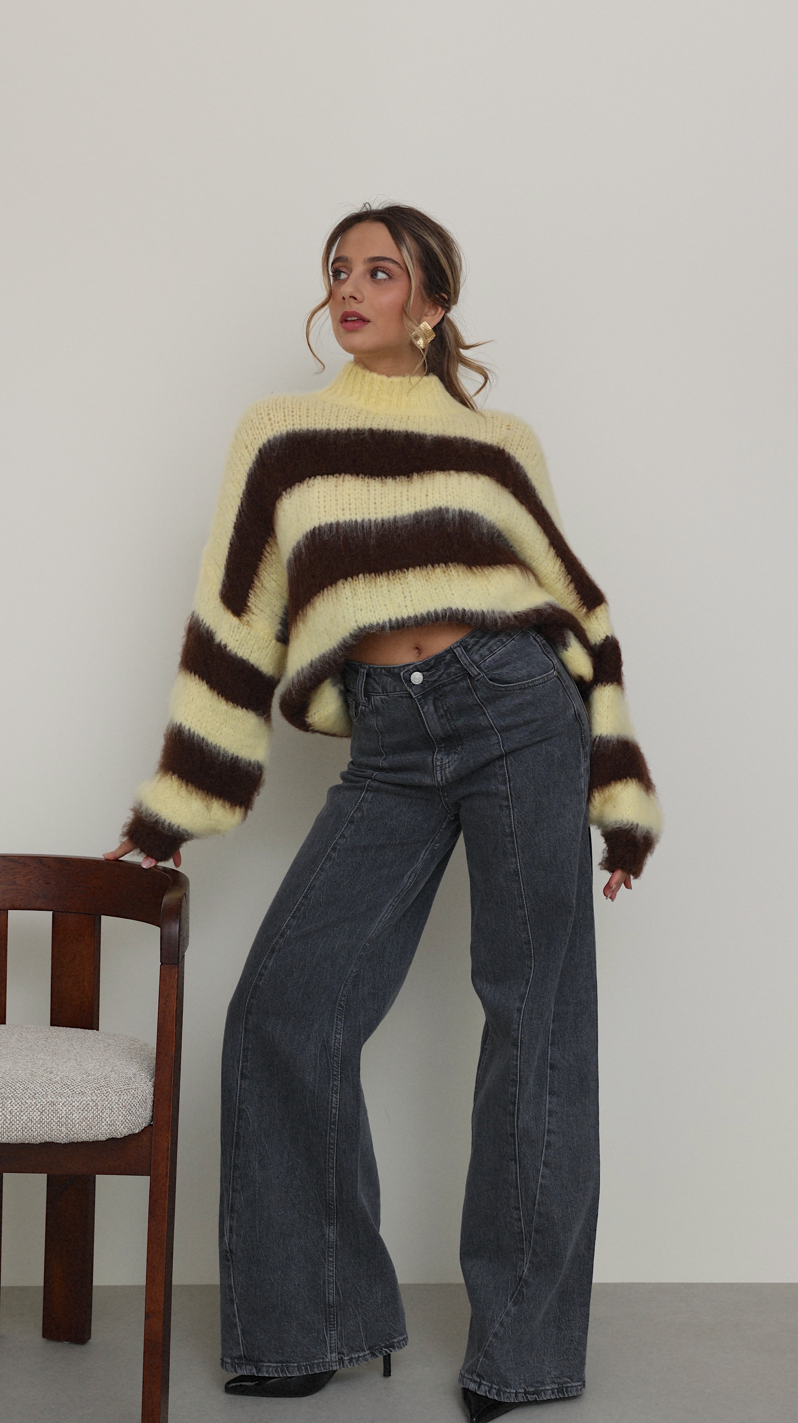 PULL AVA - JAUNE ET MARRON