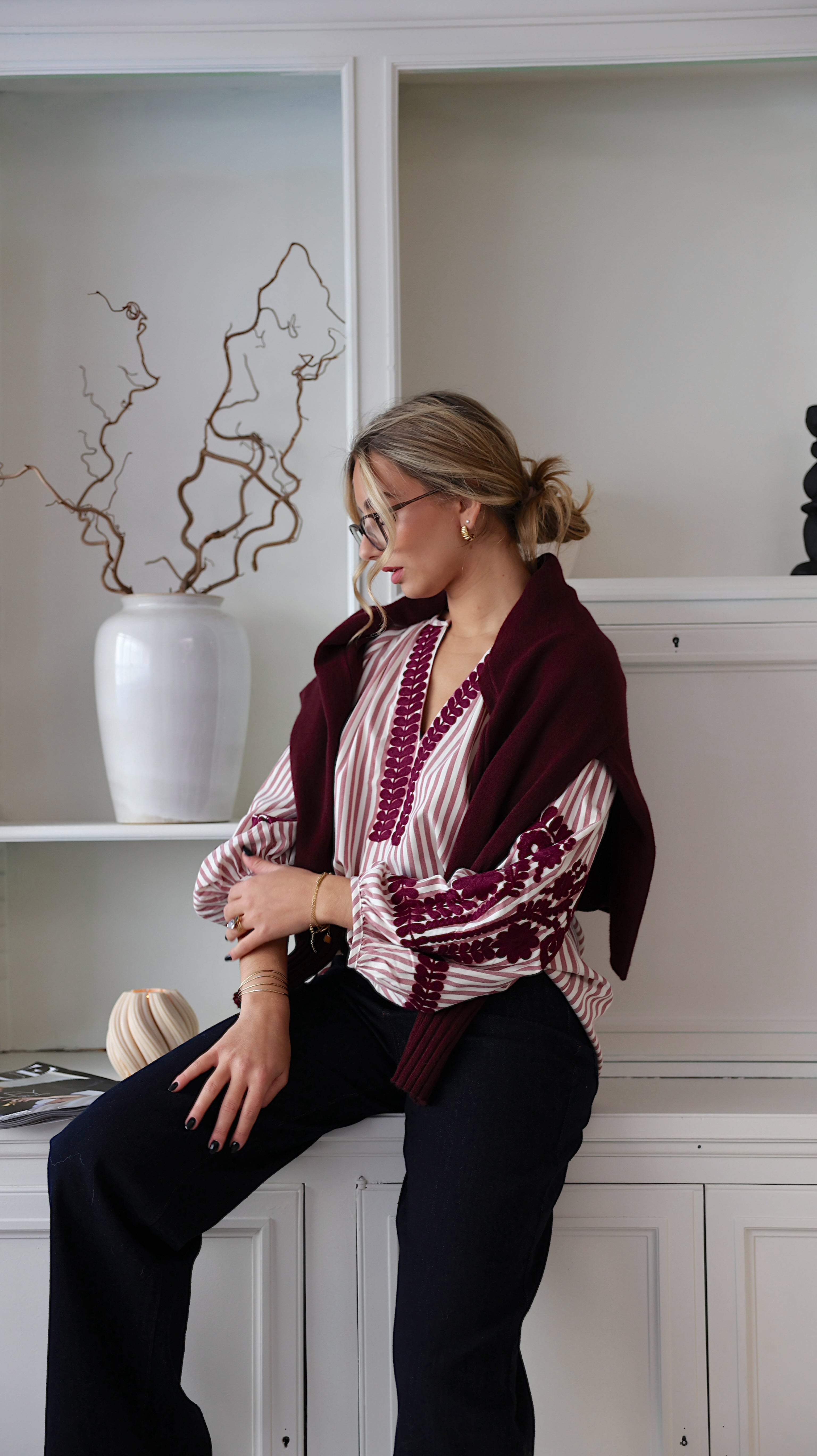 NADEGE BLOUSE - BURGUNDY
