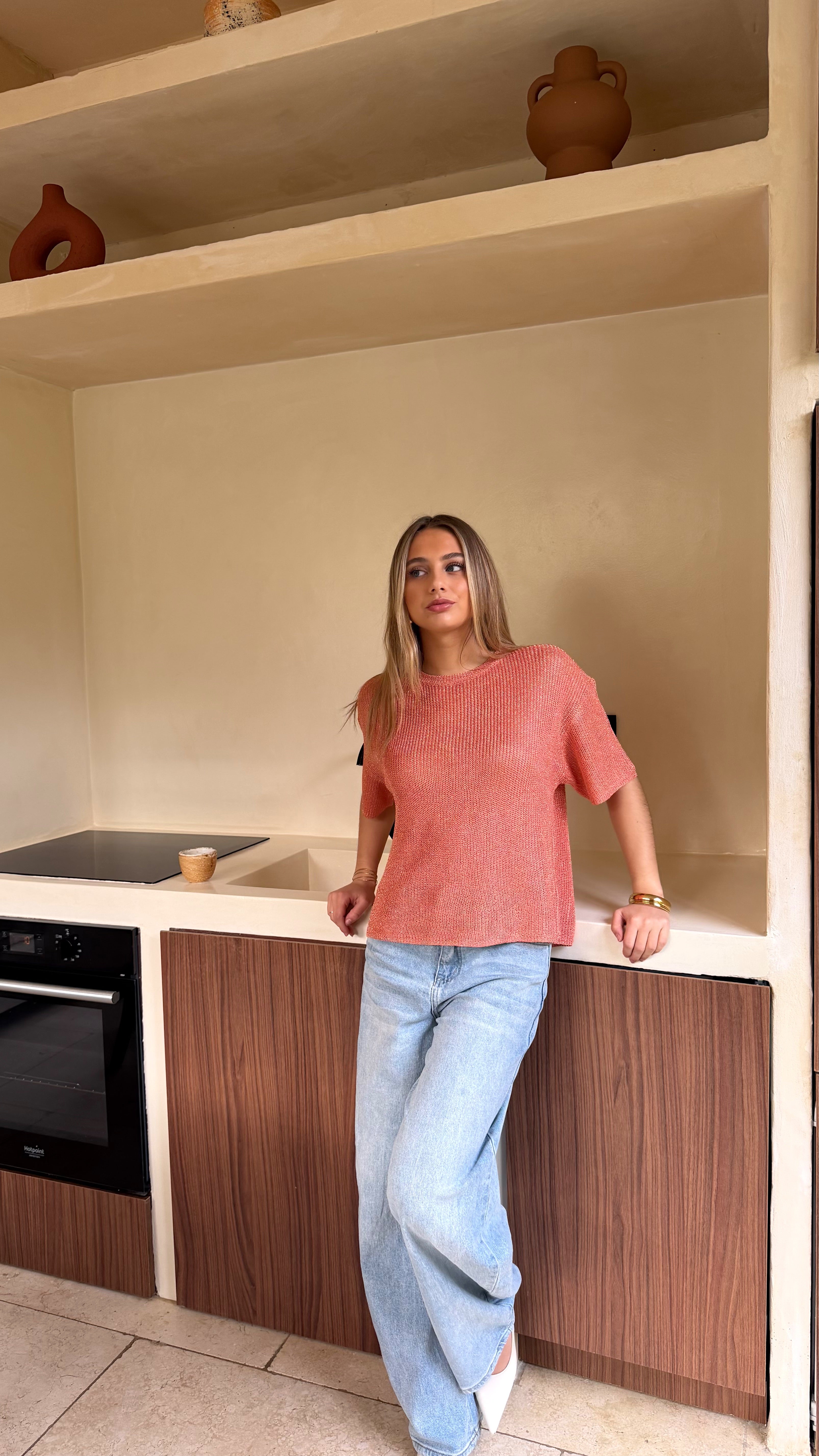 T SHIRT MAILLE LUMIE - CORAIL