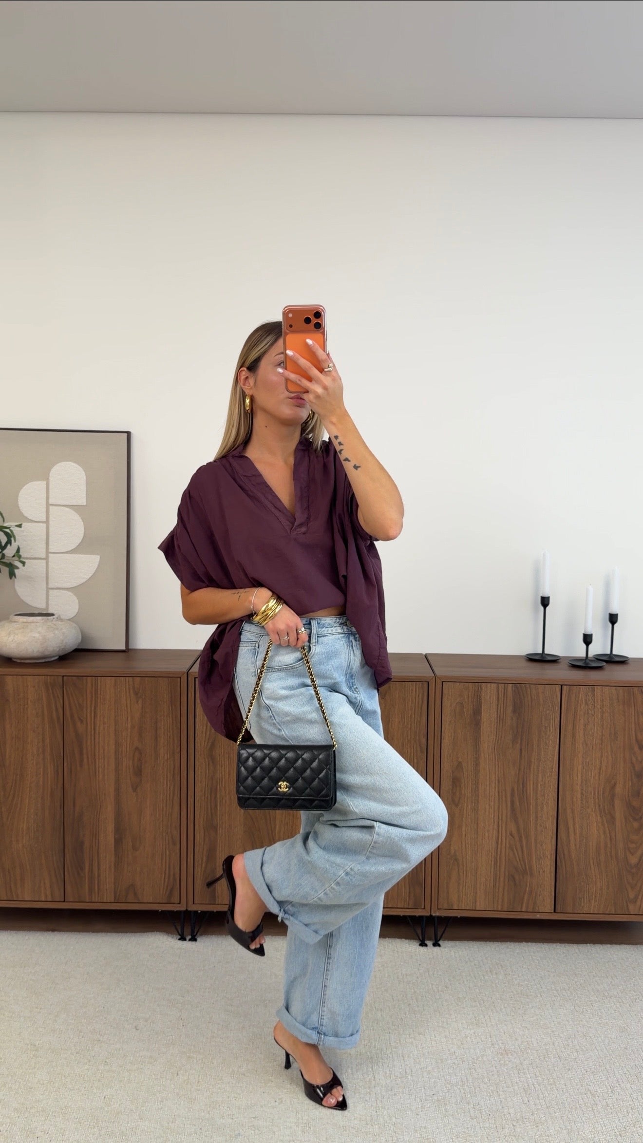 BLUSA DE MANGA CORTA CLÉA - CIRUELA