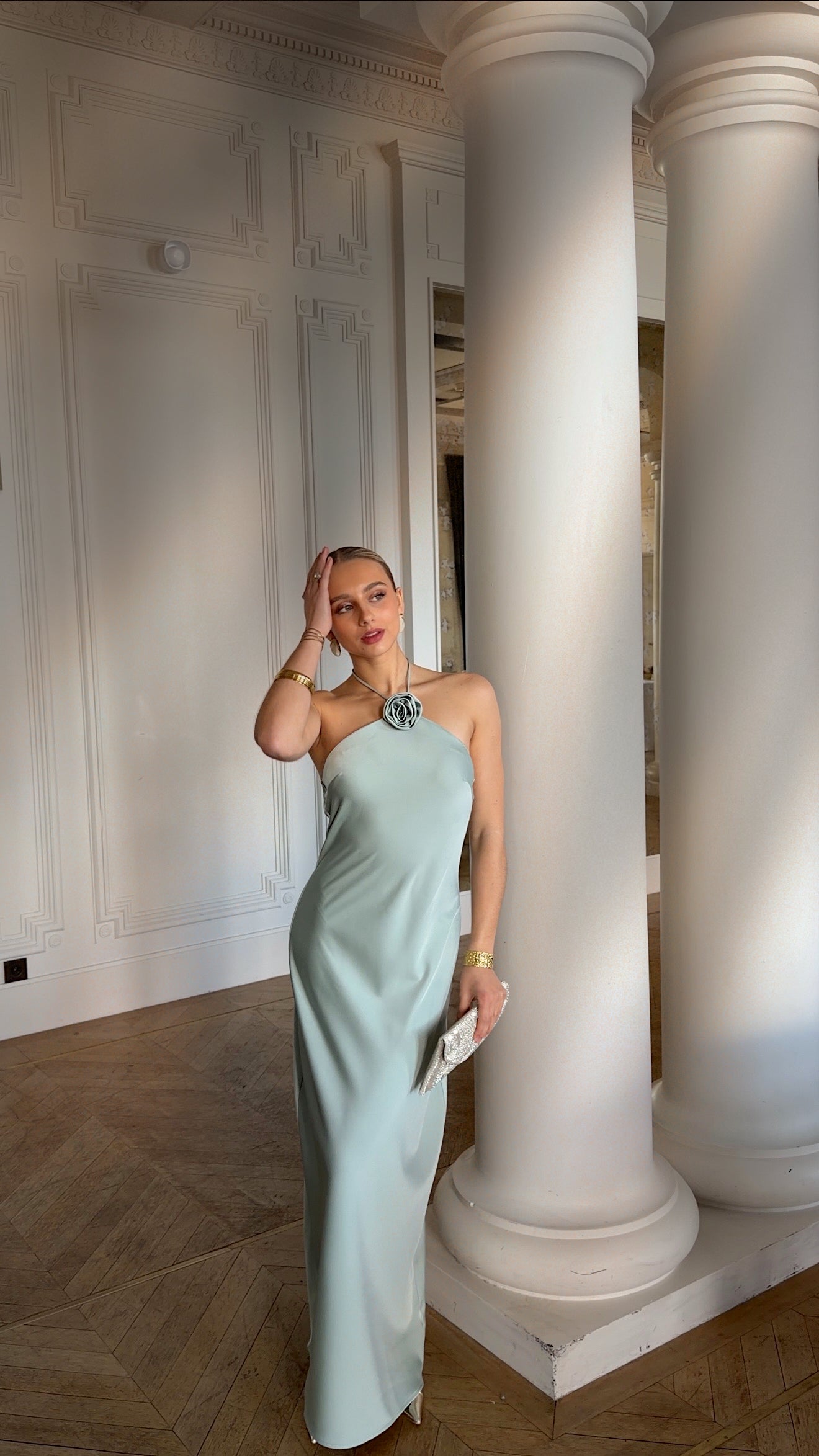 ROBE JULIA - BLEU/VERT SAUGE