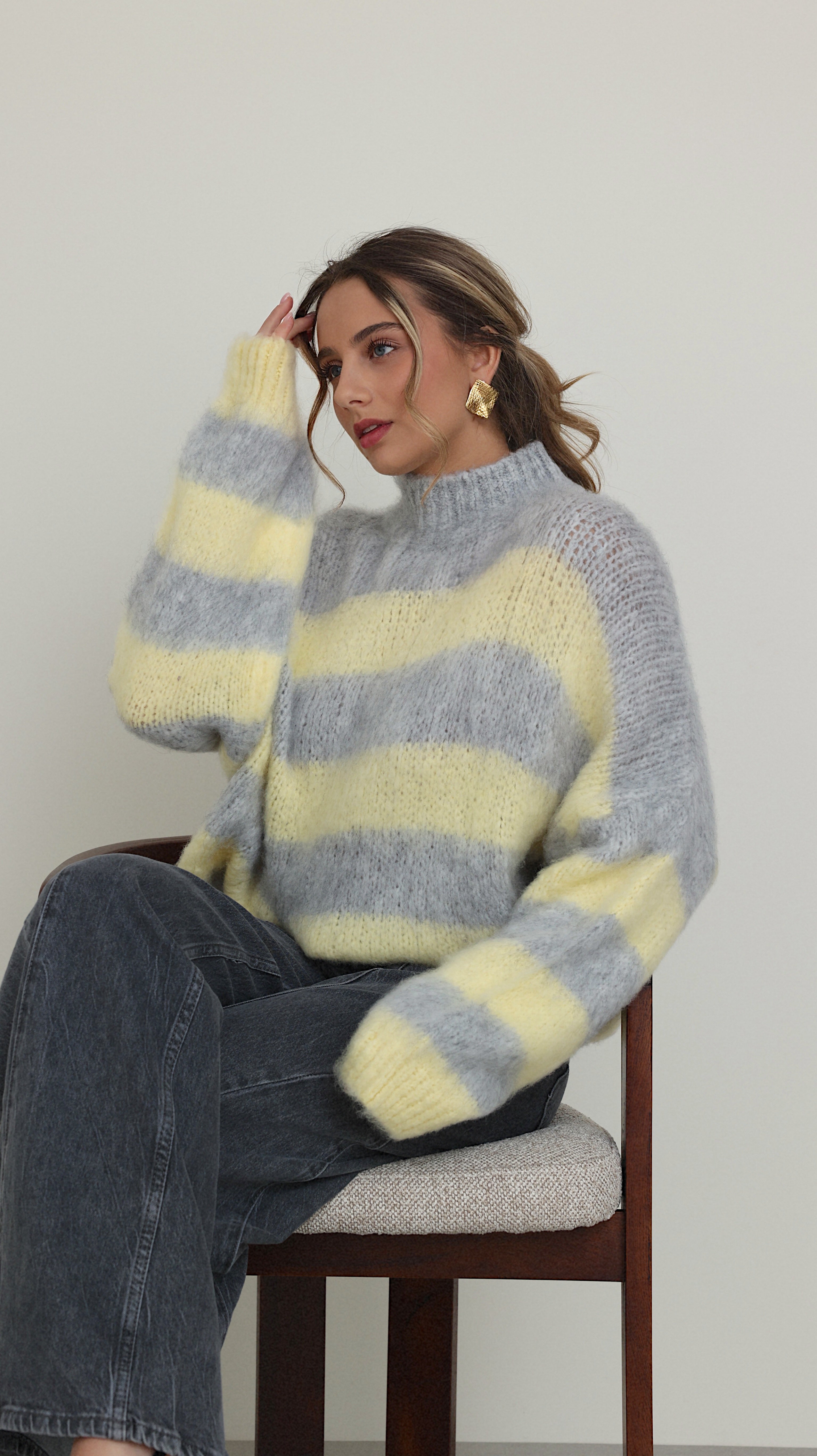 PULL AVA - JAUNE ET GRIS