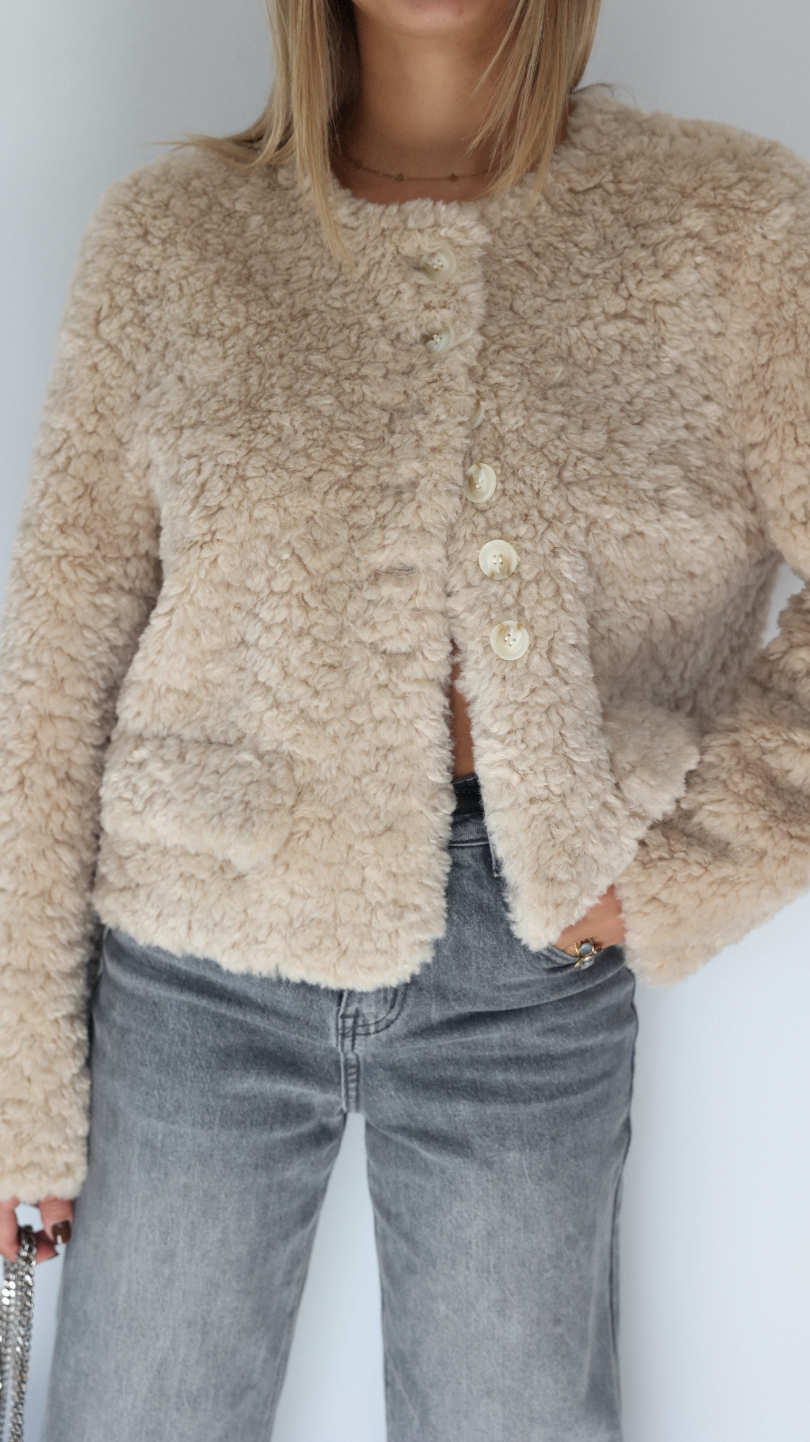 VESTE MIRELLE COL ROND - BEIGE