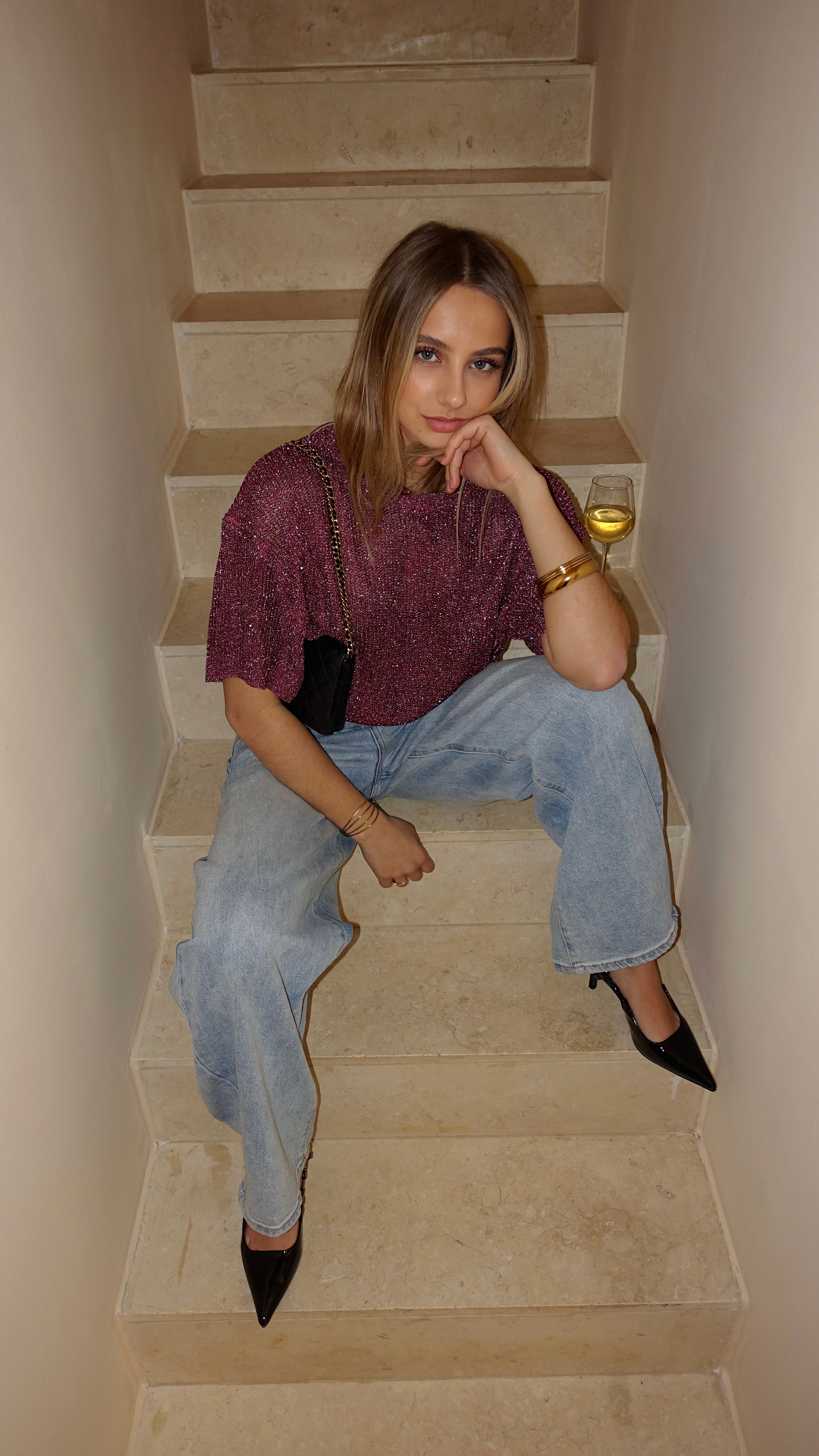 T SHIRT MAILLE LUMIE - VIOLET