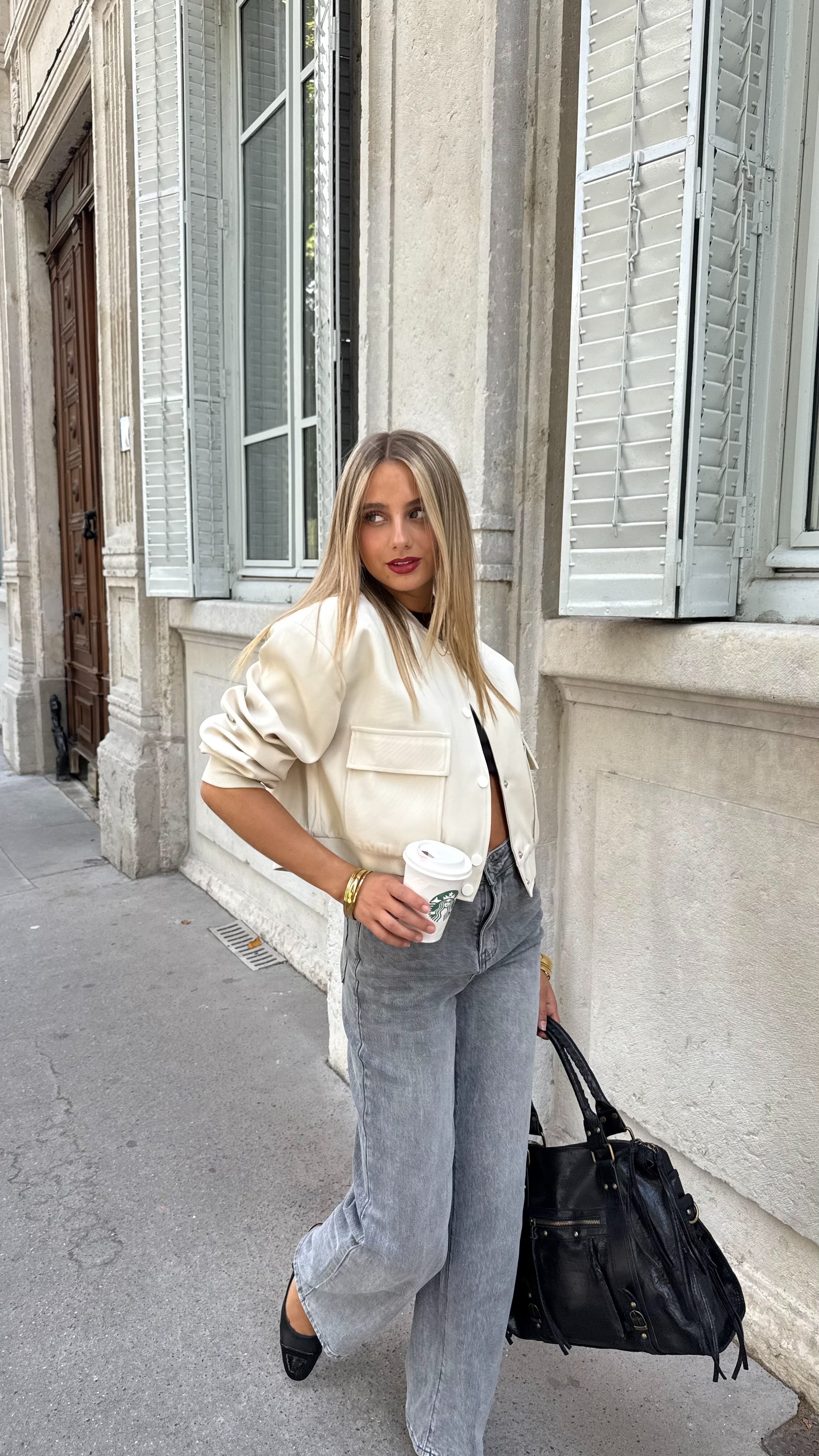 ALIZEE BOMBER JACKET - BEIGE