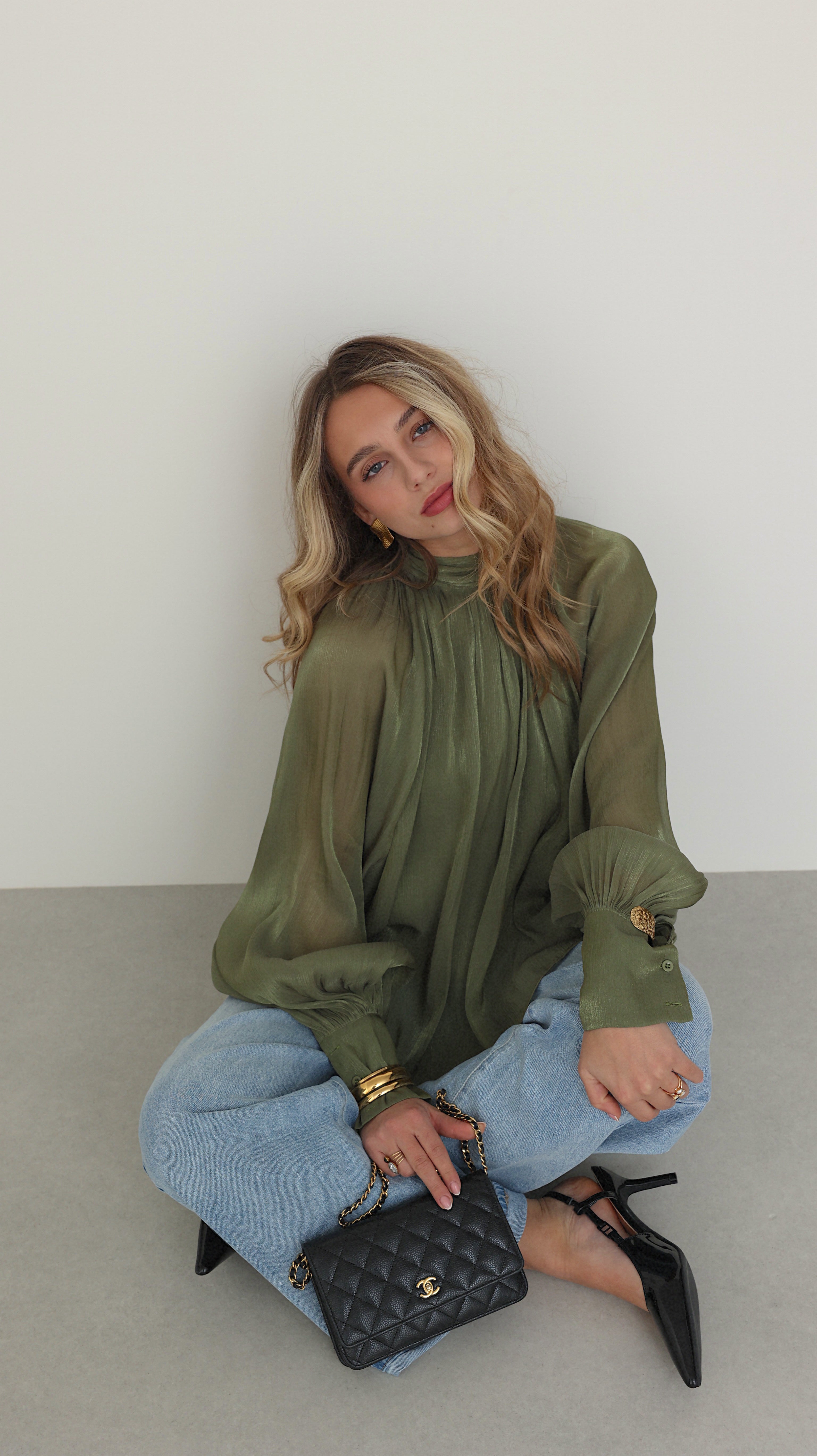 BLOUSE PRUNE - VERT OLIVE