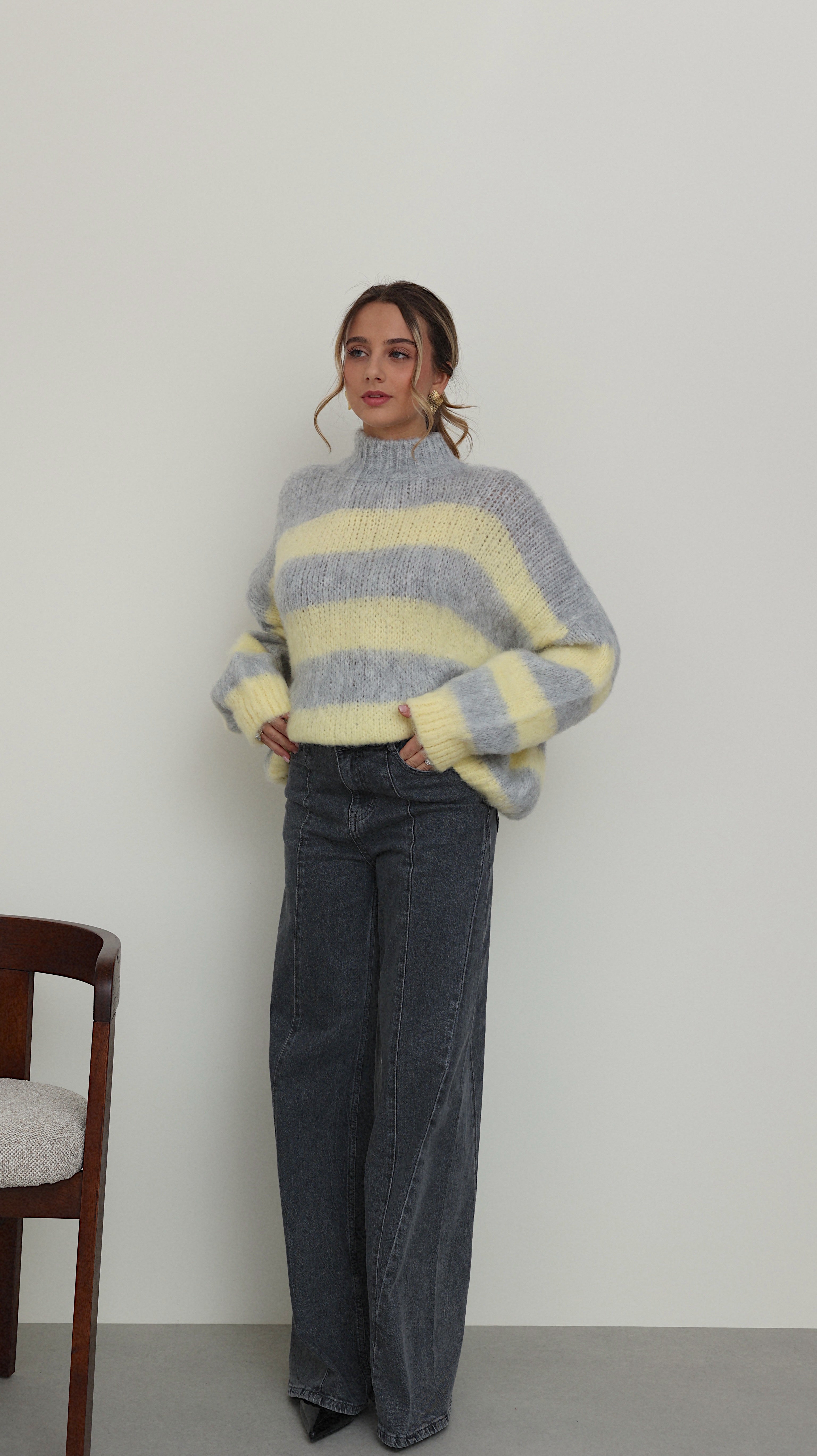 PULL AVA - JAUNE ET GRIS