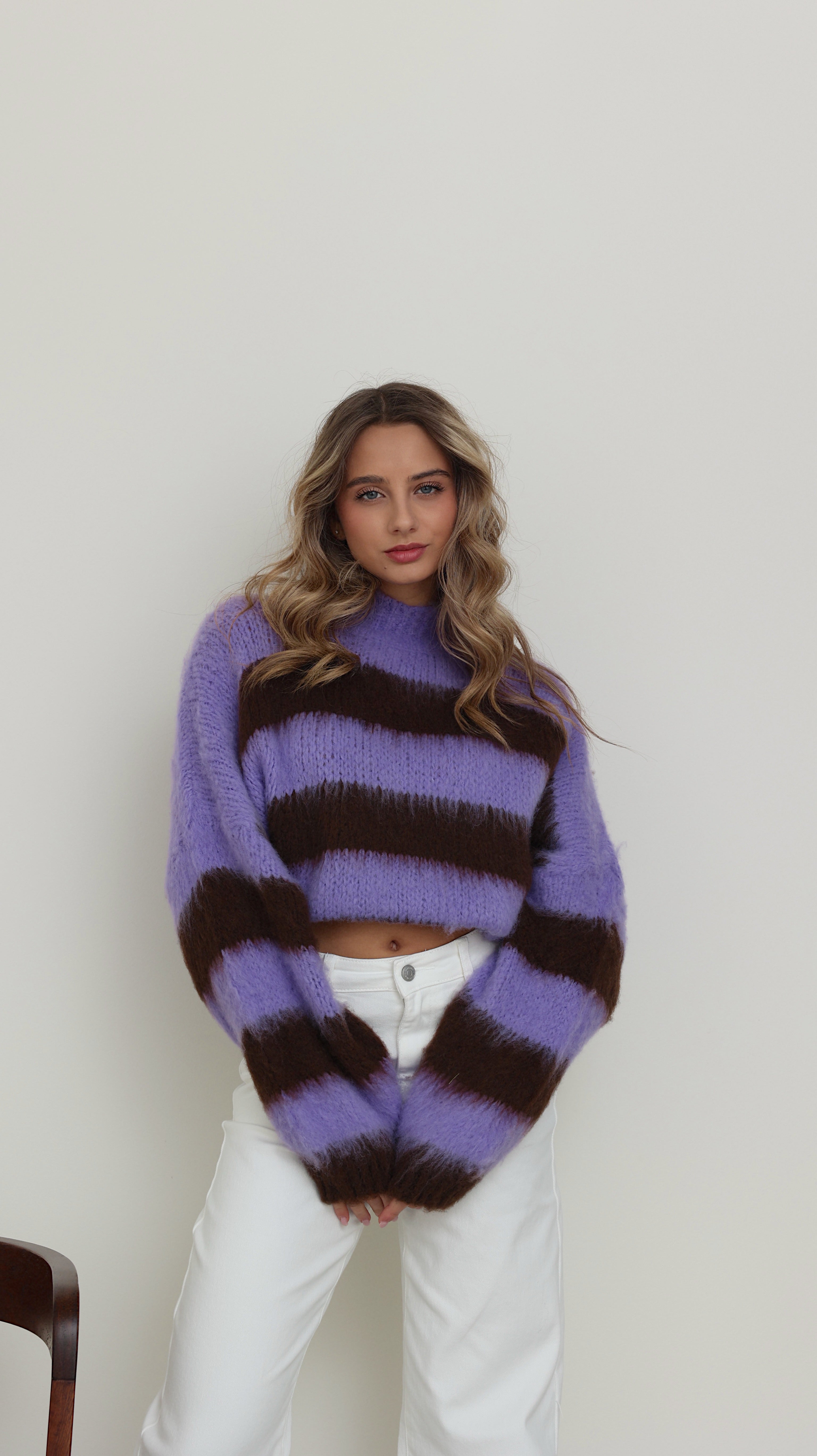 PULL AVA - VIOLET ET MARRON