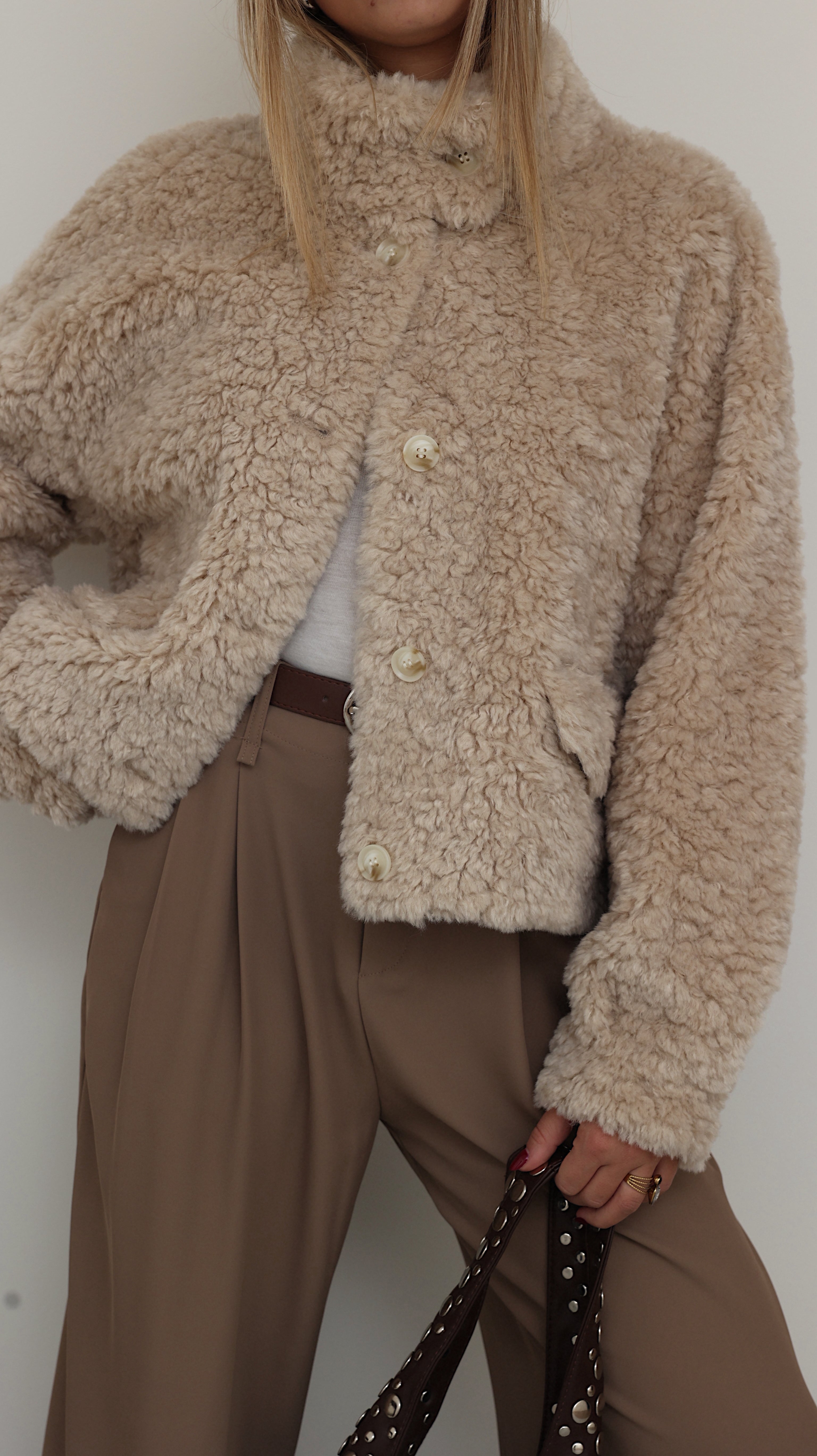 MIRELLE JACKET WITH HIGH COLLAR - BEIGE