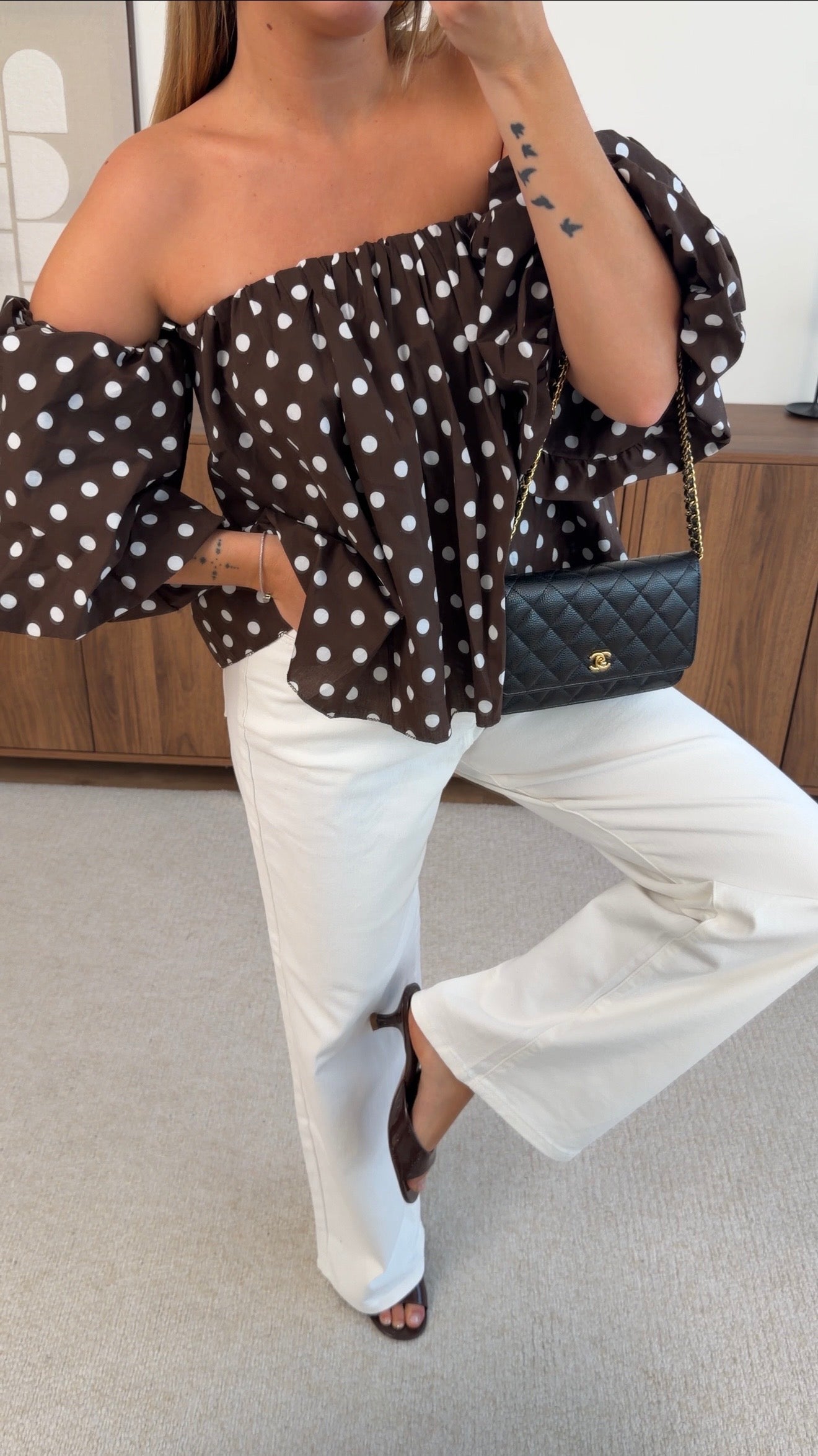 BLOUSE DOMI POIS - CHOCO ET BLANC
