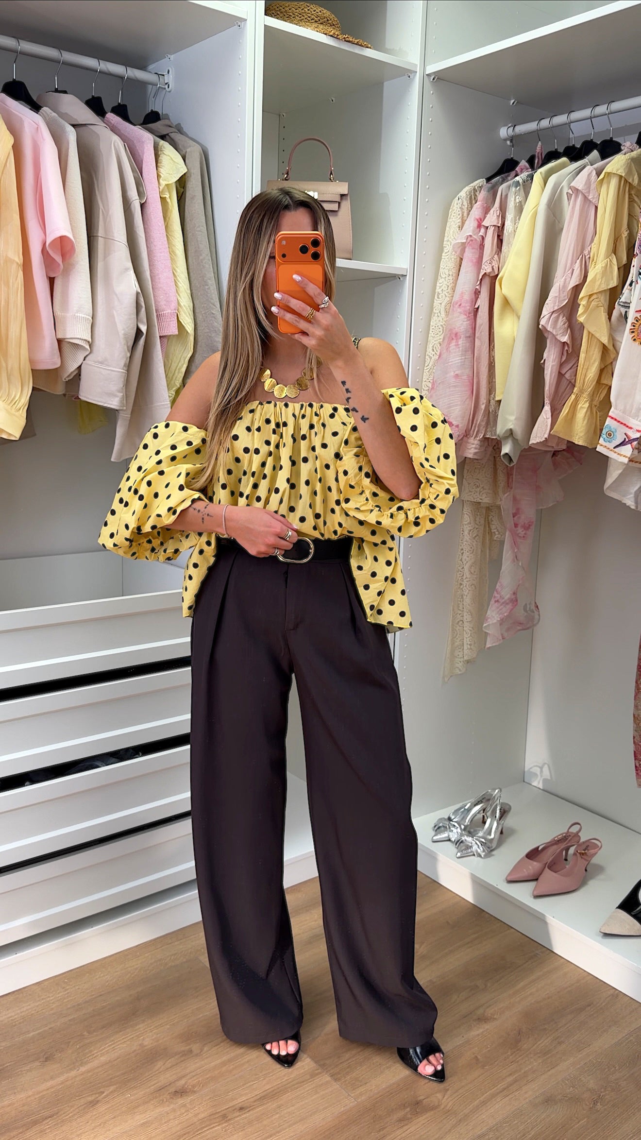 BLOUSE DOMI POIS - JAUNE