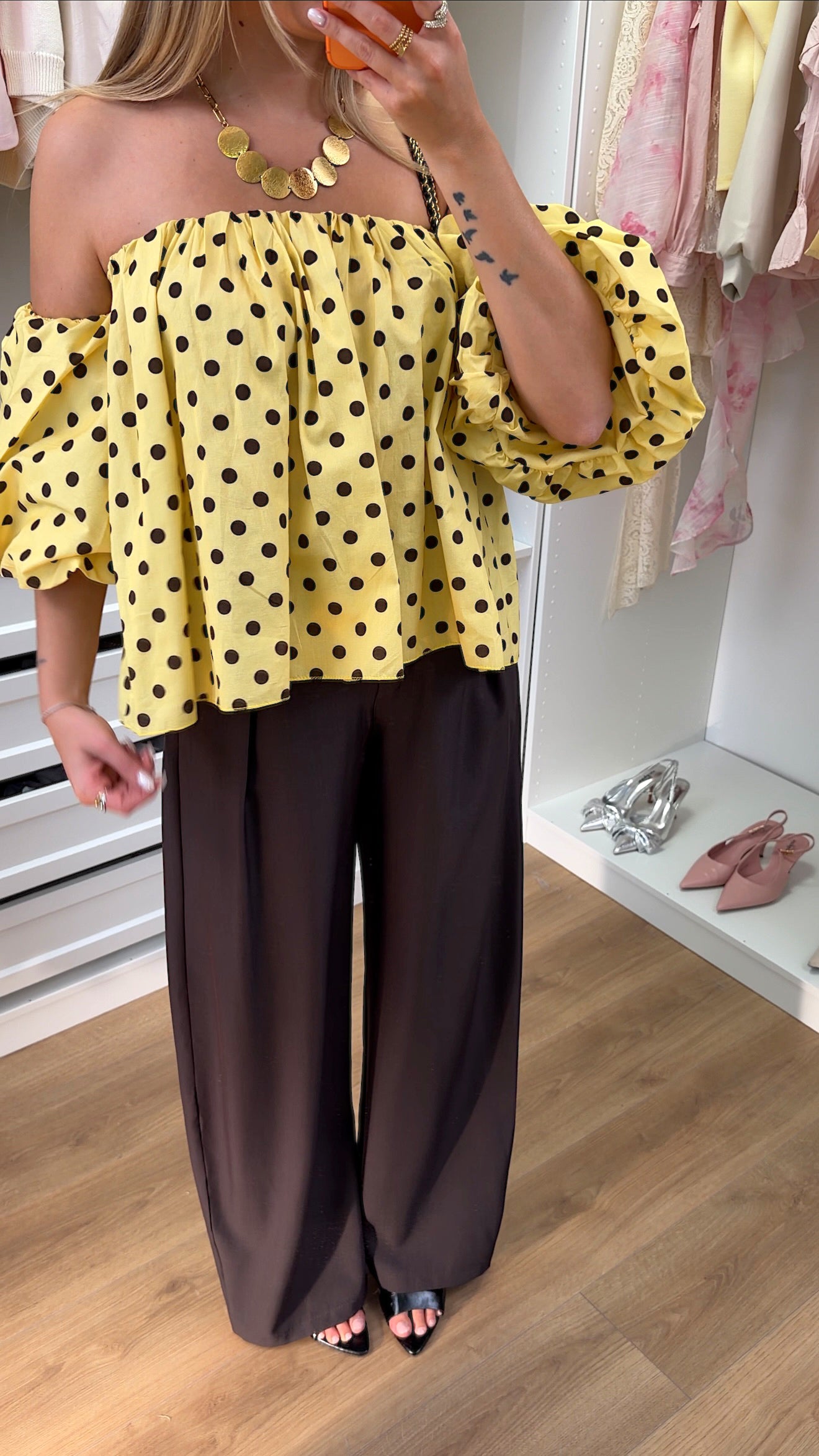 BLOUSE DOMI POIS - JAUNE