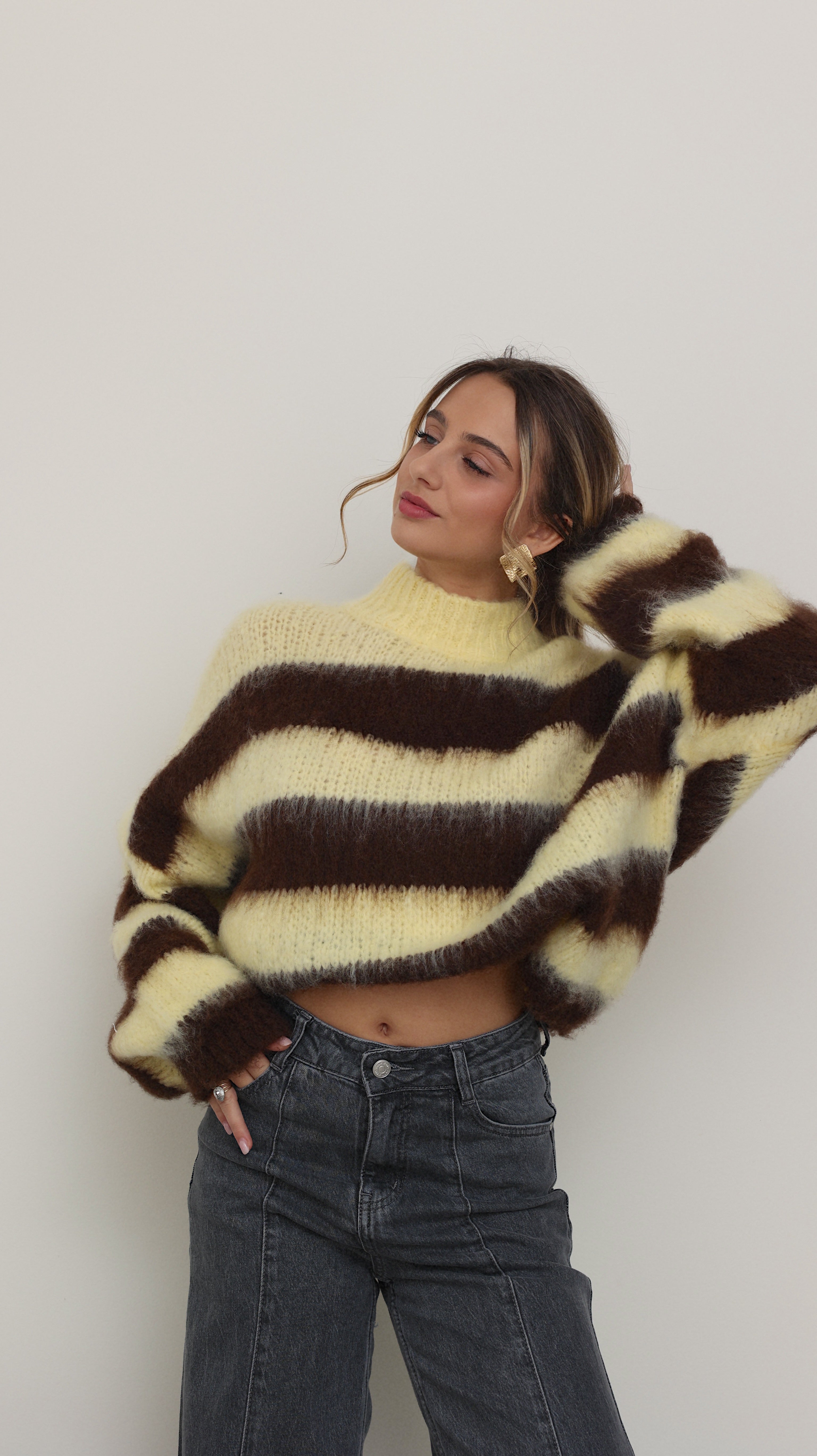 PULL AVA - JAUNE ET MARRON