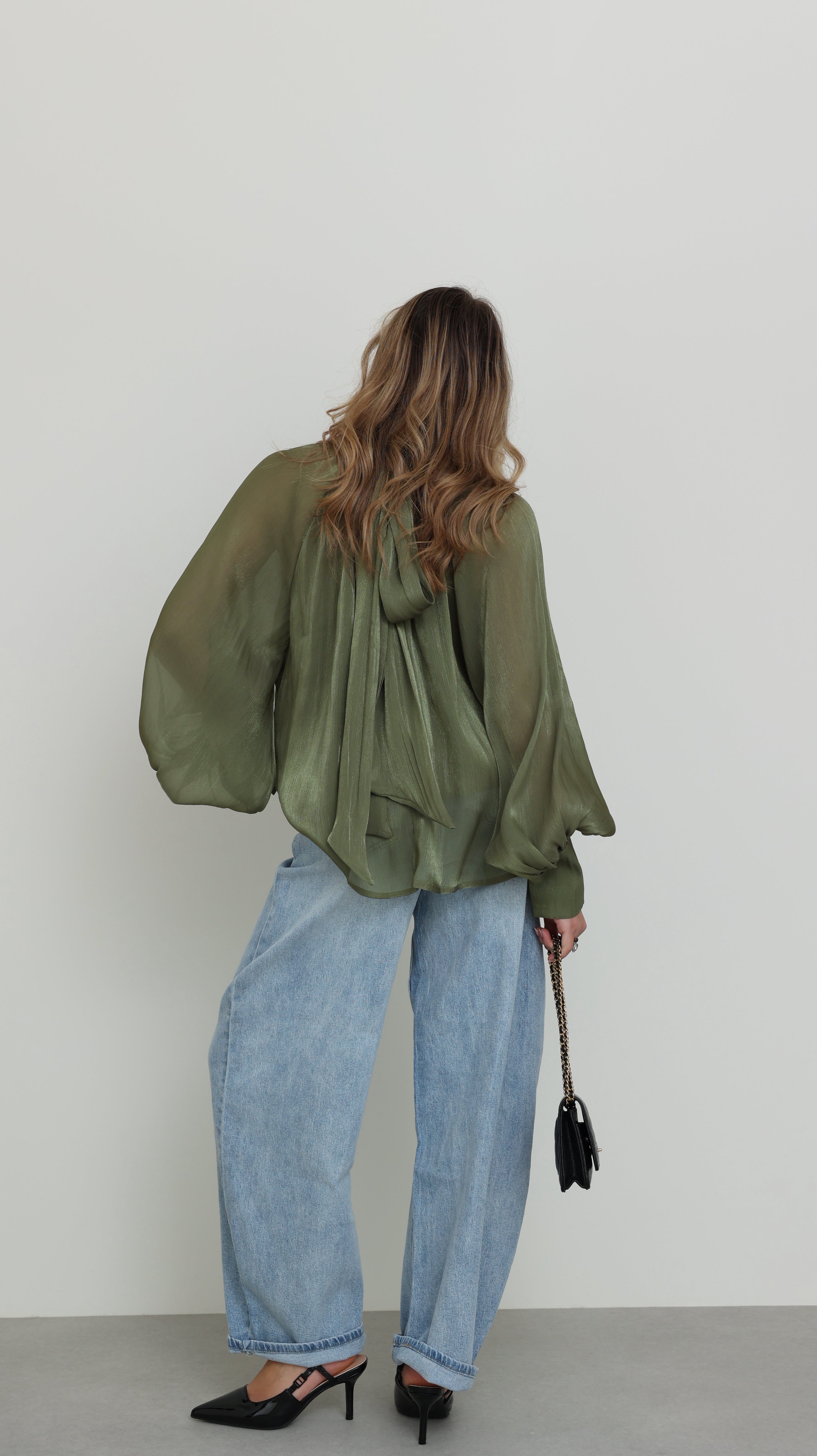 BLOUSE PRUNE - VERT OLIVE