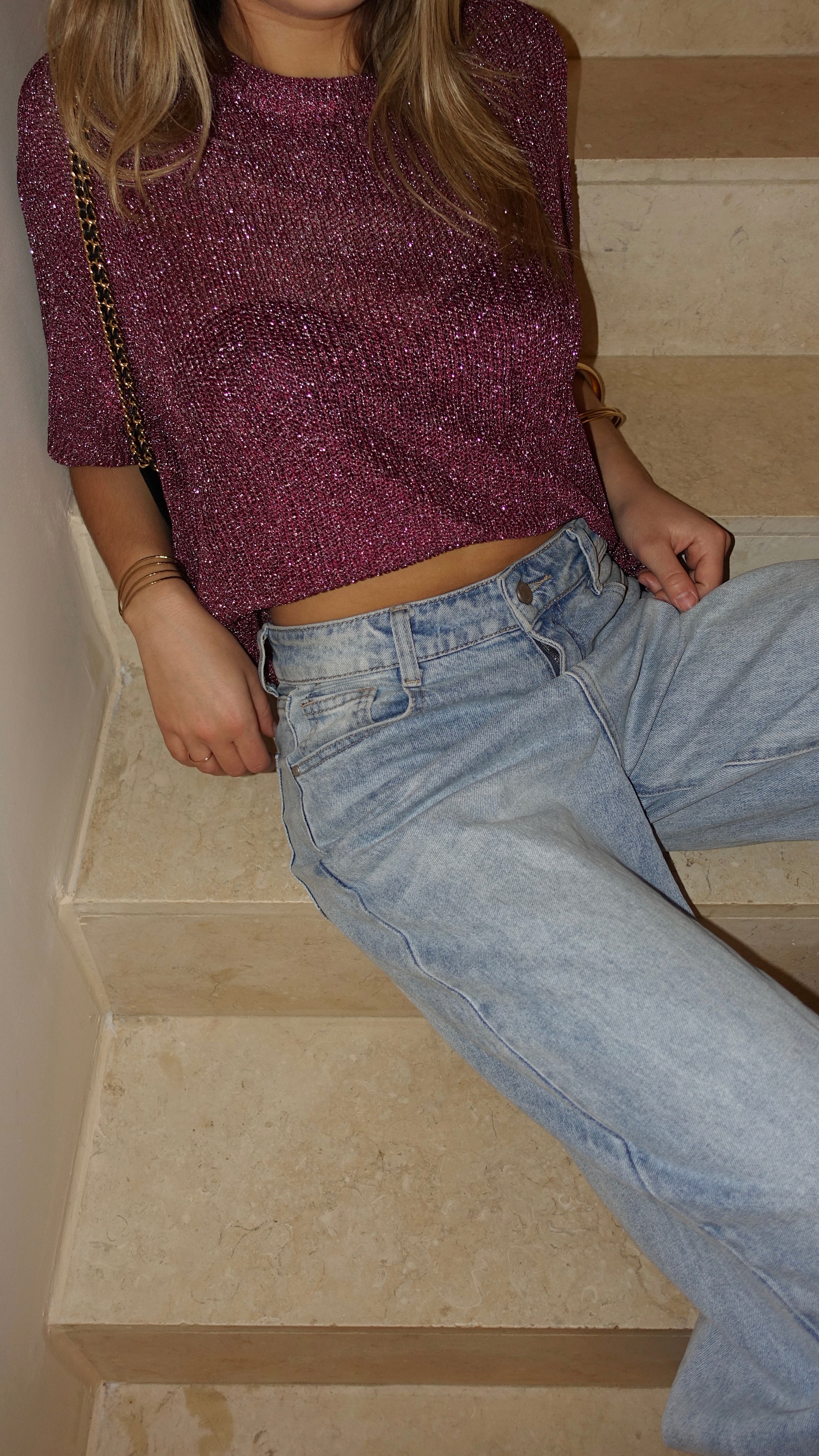 T SHIRT MAILLE LUMIE - VIOLET