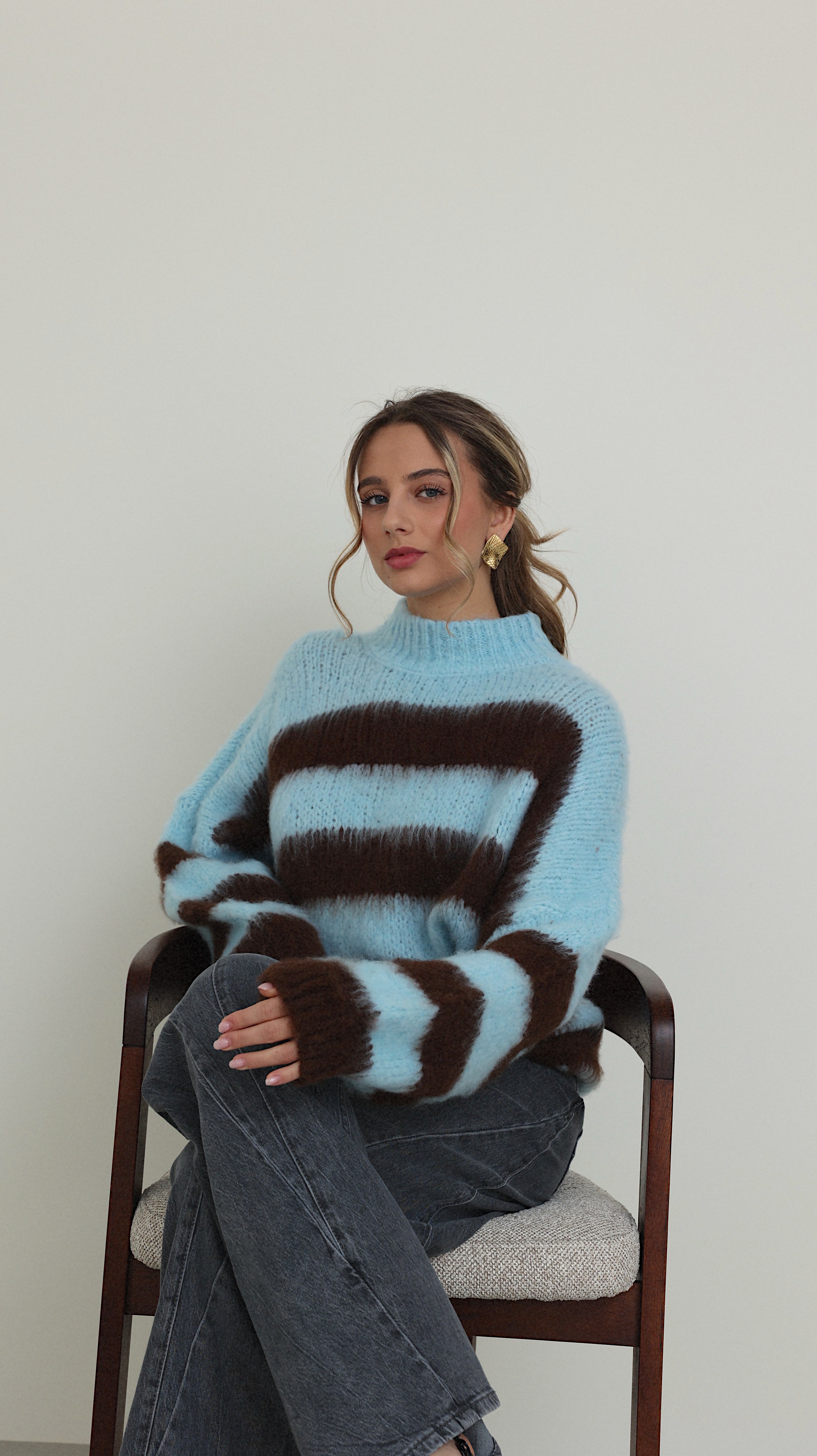 PULL AVA BLEU ET MARRON