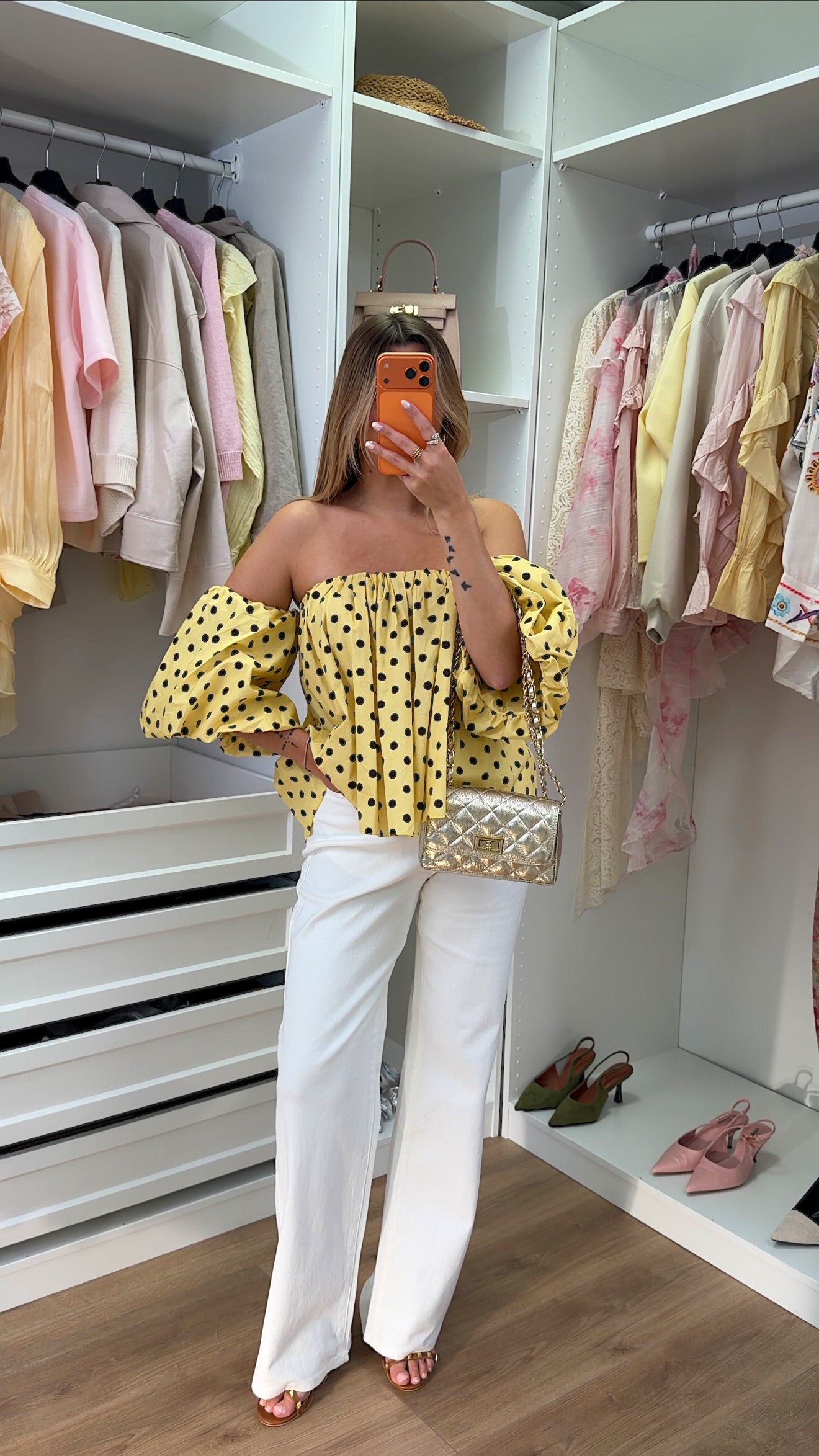 BLOUSE DOMI POIS - JAUNE