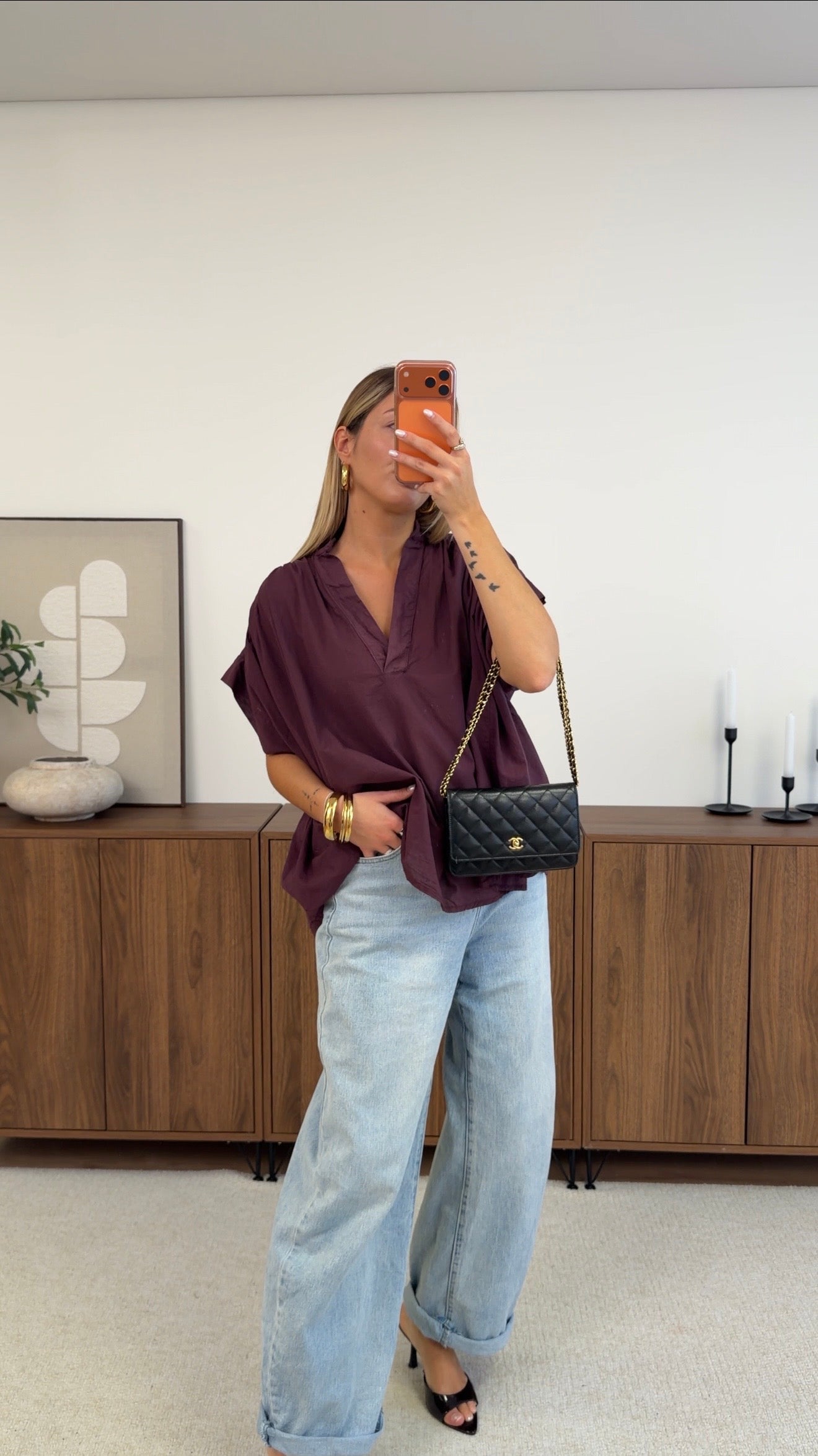 BLUSA DE MANGA CORTA CLÉA - CIRUELA