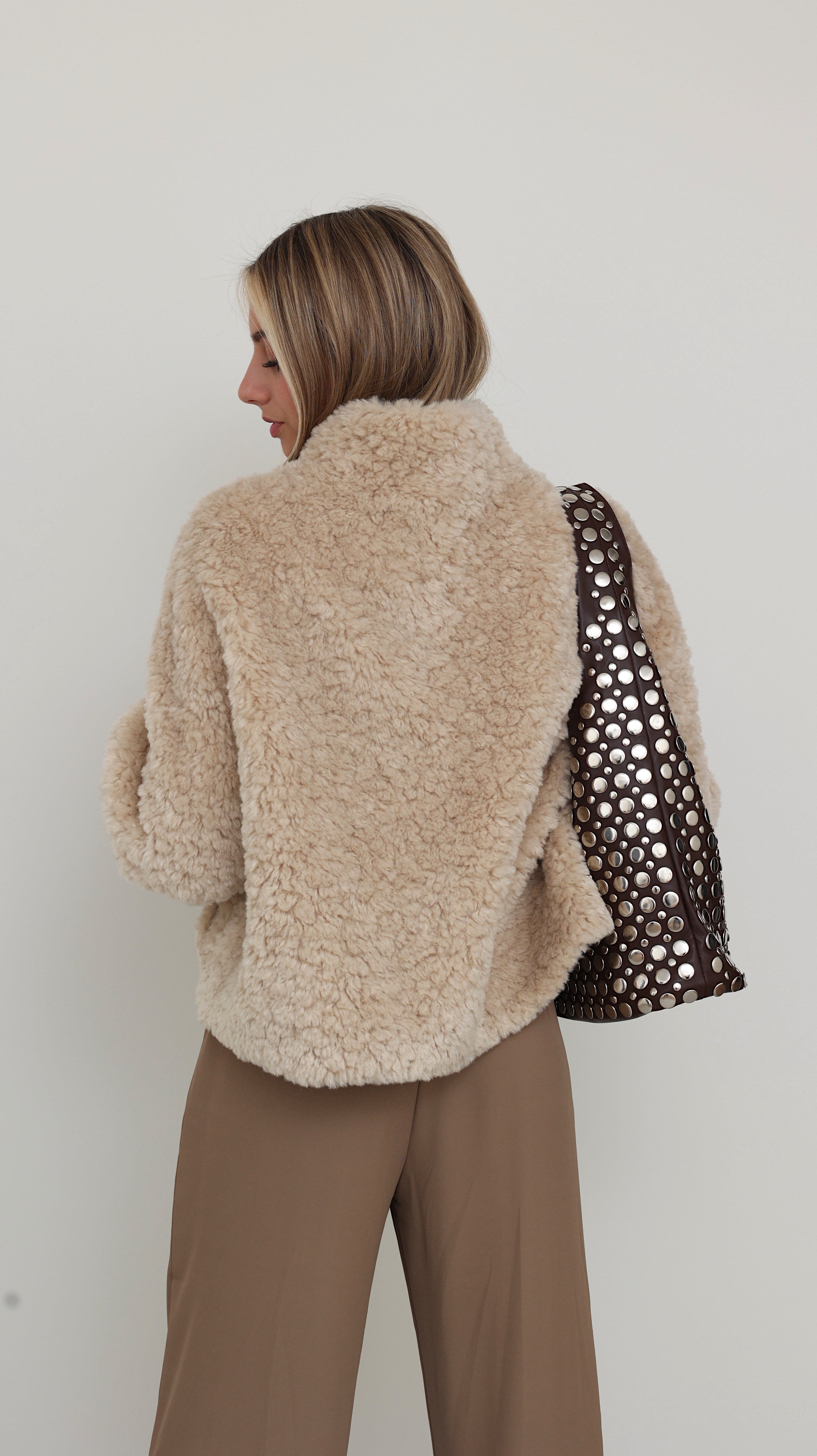 MIRELLE JACKET WITH HIGH COLLAR - BEIGE