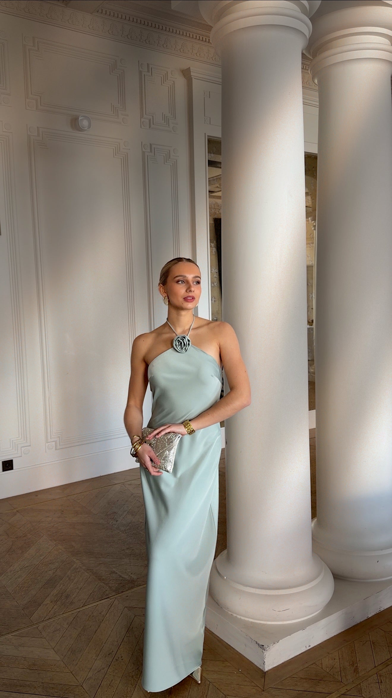 ROBE JULIA - BLEU/VERT SAUGE