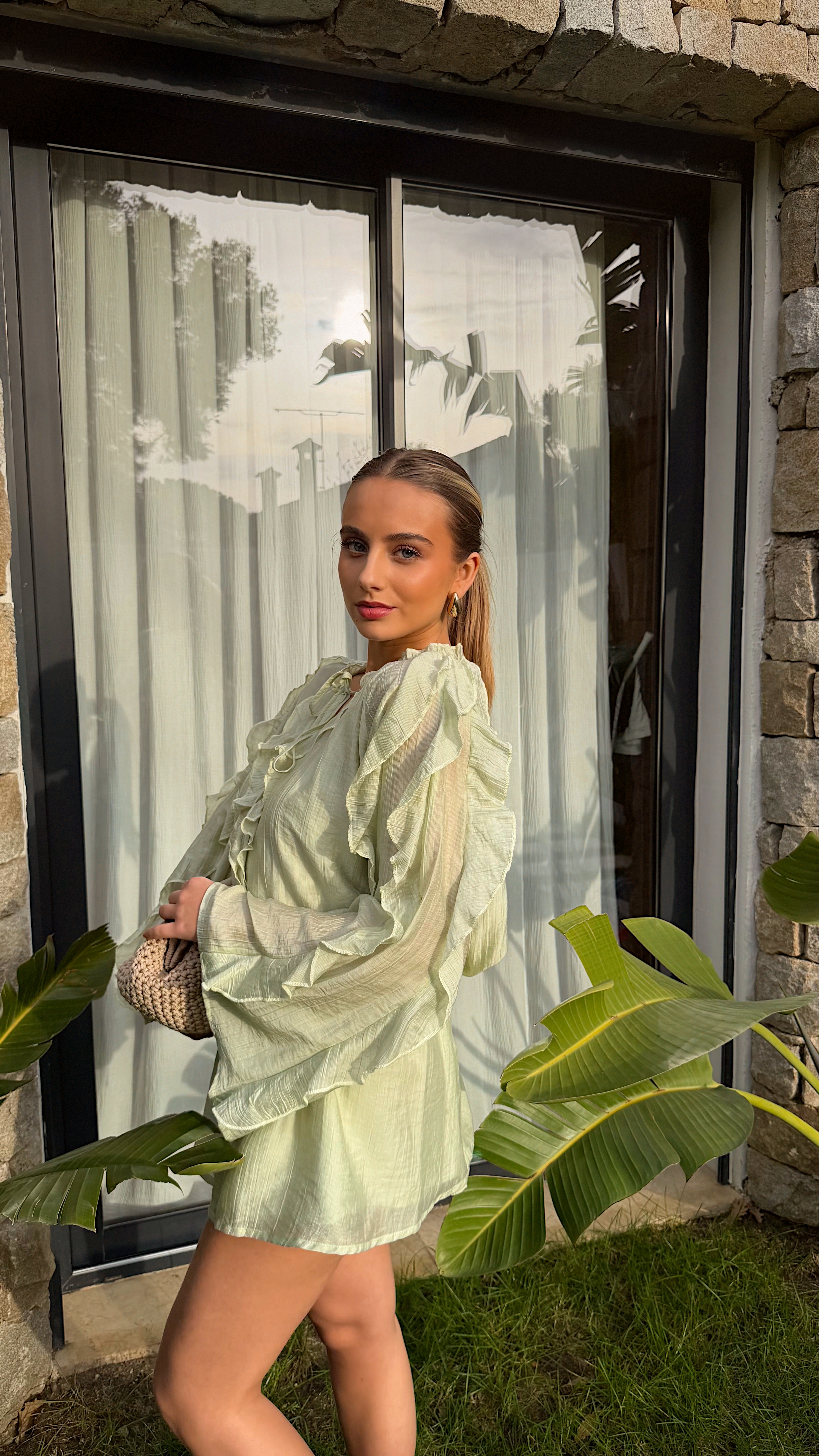 ROBE CAROLINE - VERT ANIS