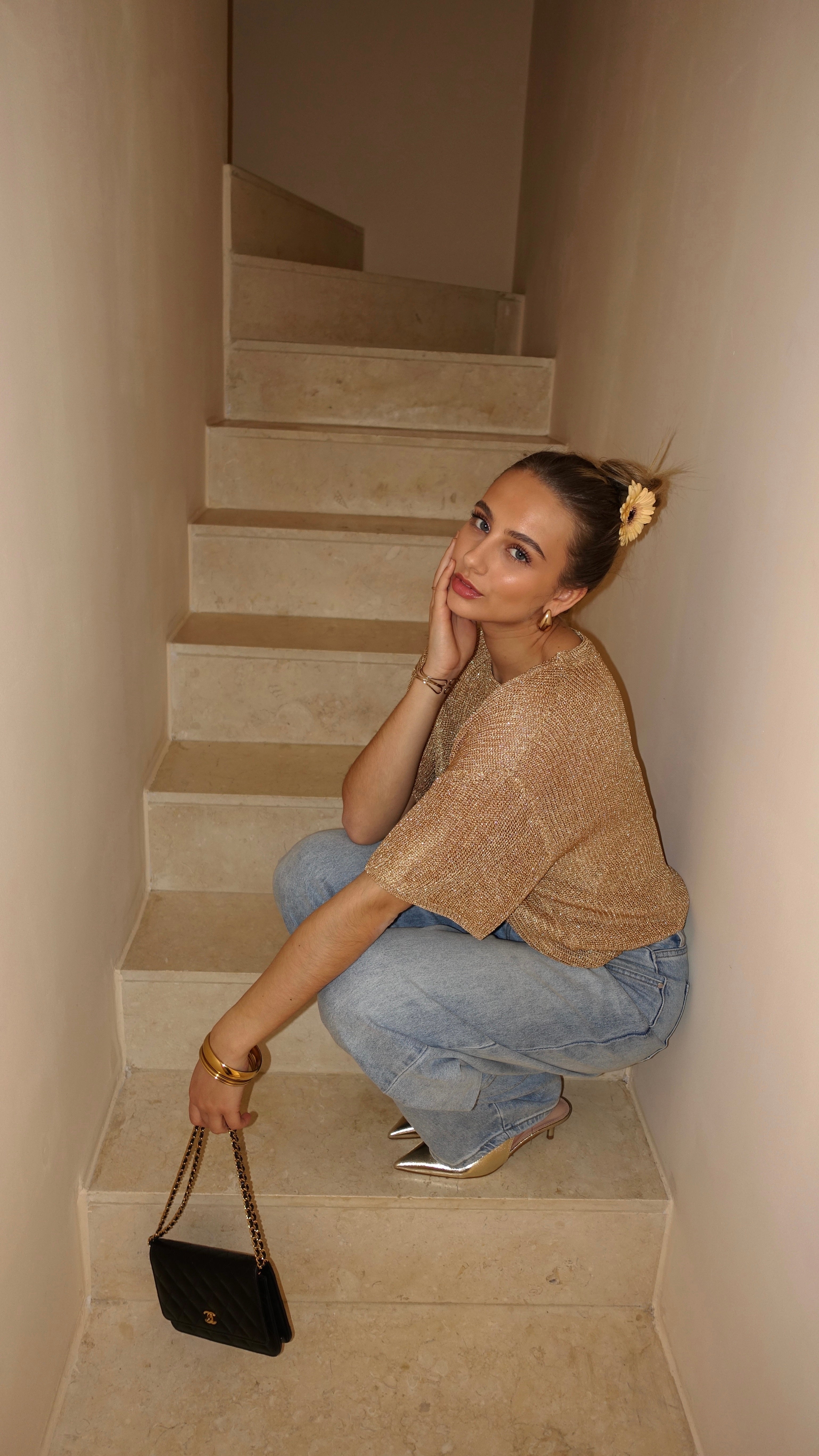 T SHIRT MAILLE LUMIE - MOUTARDE