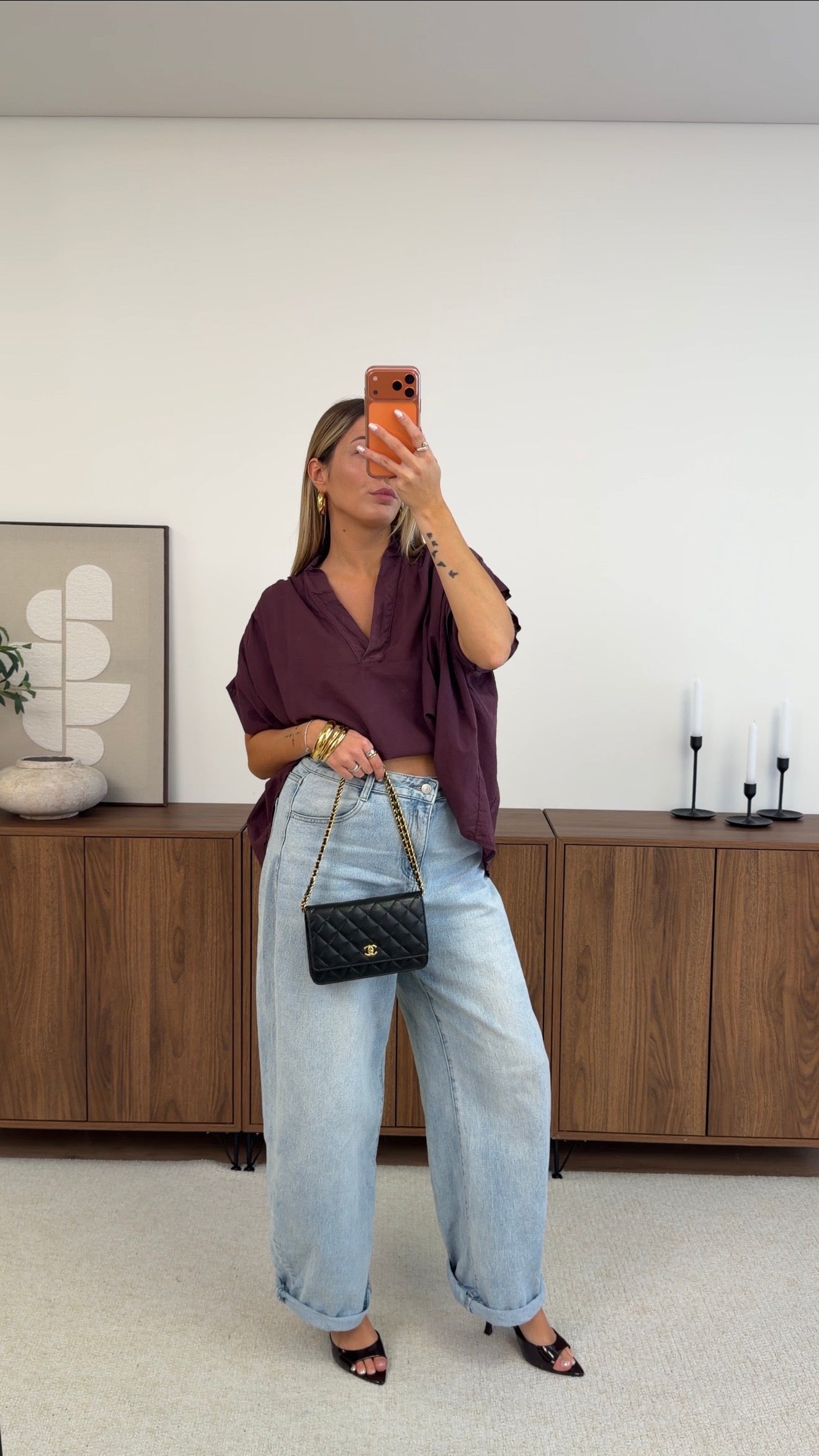 BLUSA DE MANGA CORTA CLÉA - CIRUELA