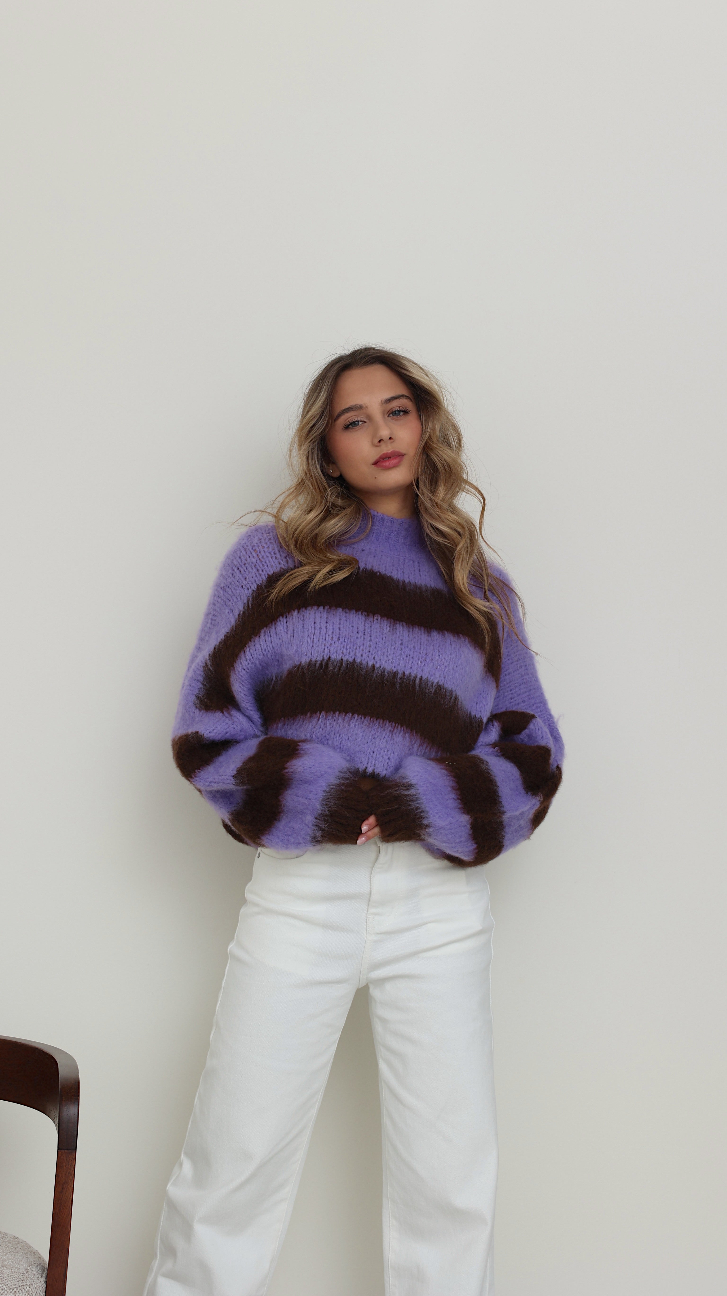 PULL AVA - VIOLET ET MARRON
