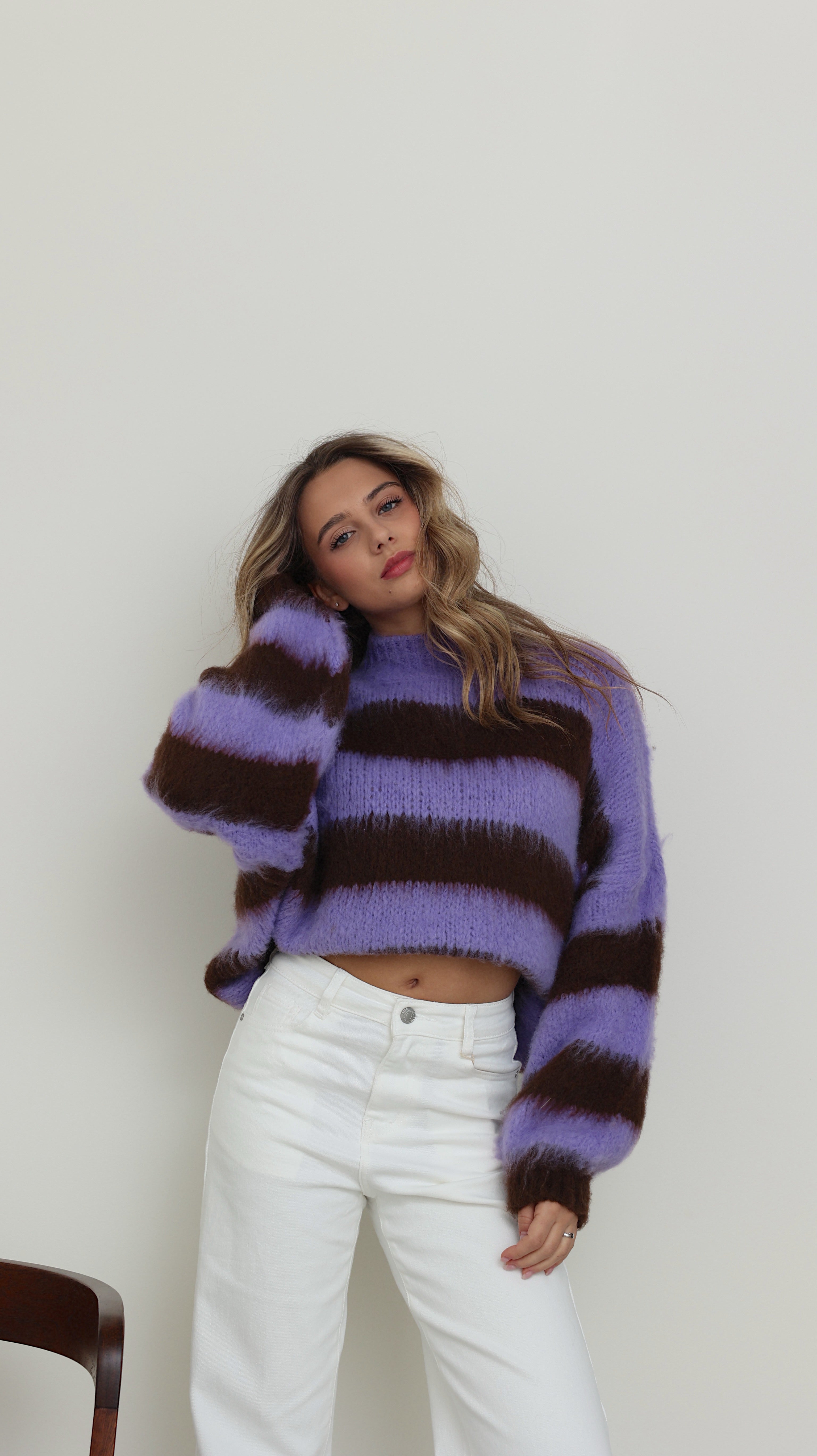 PULL AVA - VIOLET ET MARRON