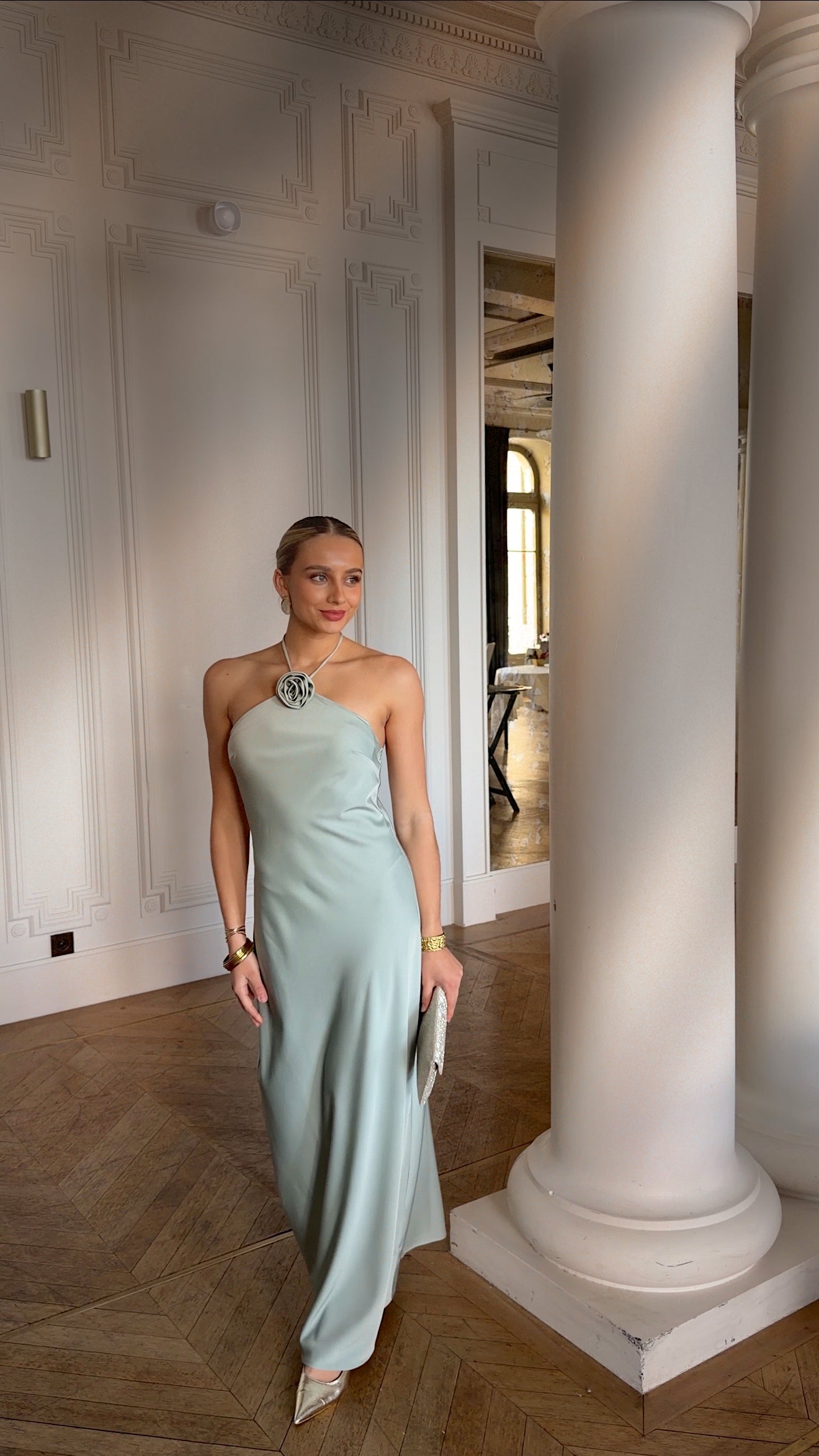 ROBE JULIA - BLEU/VERT SAUGE