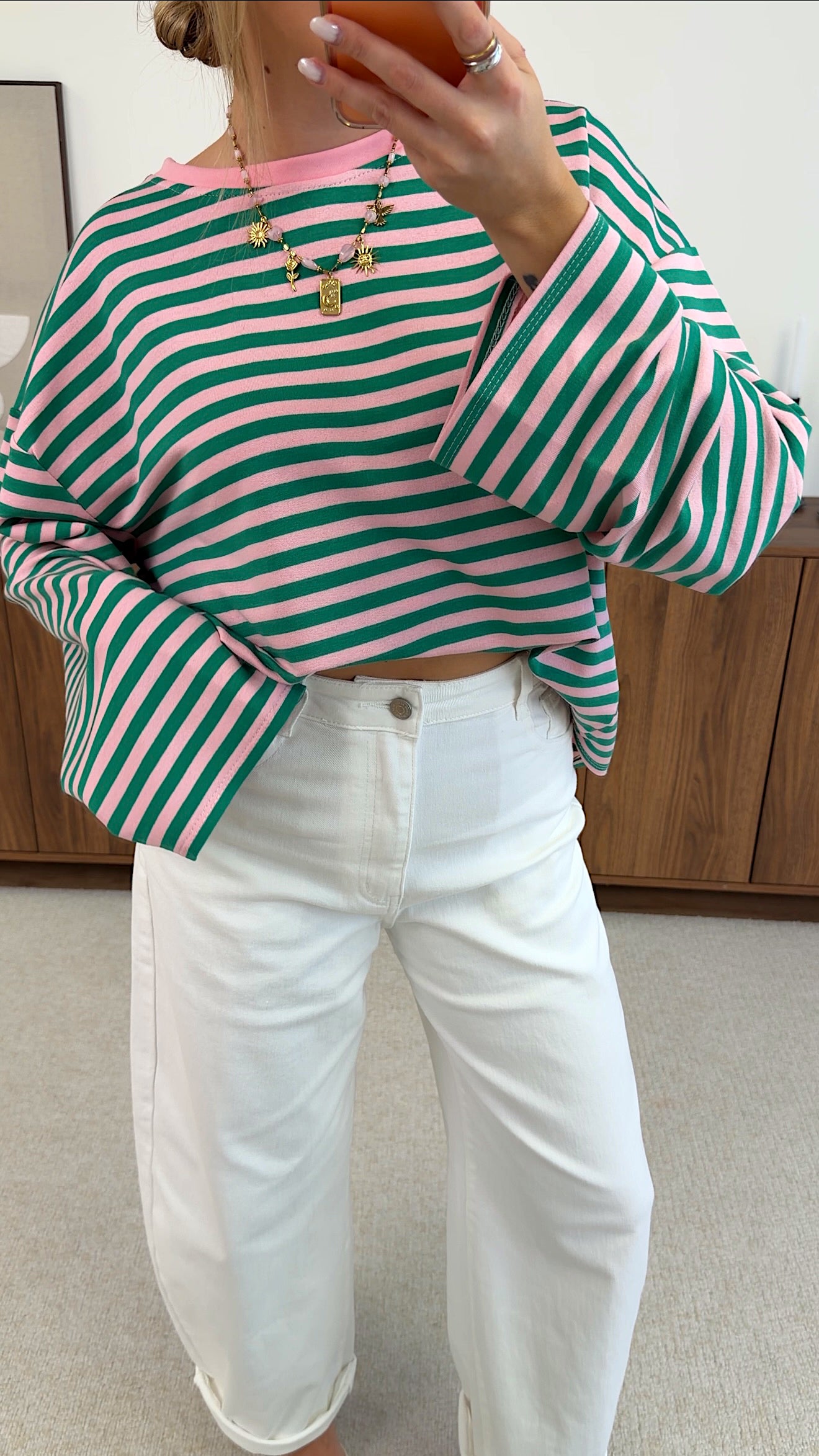 TOP MARINA - GREEN AND PINK