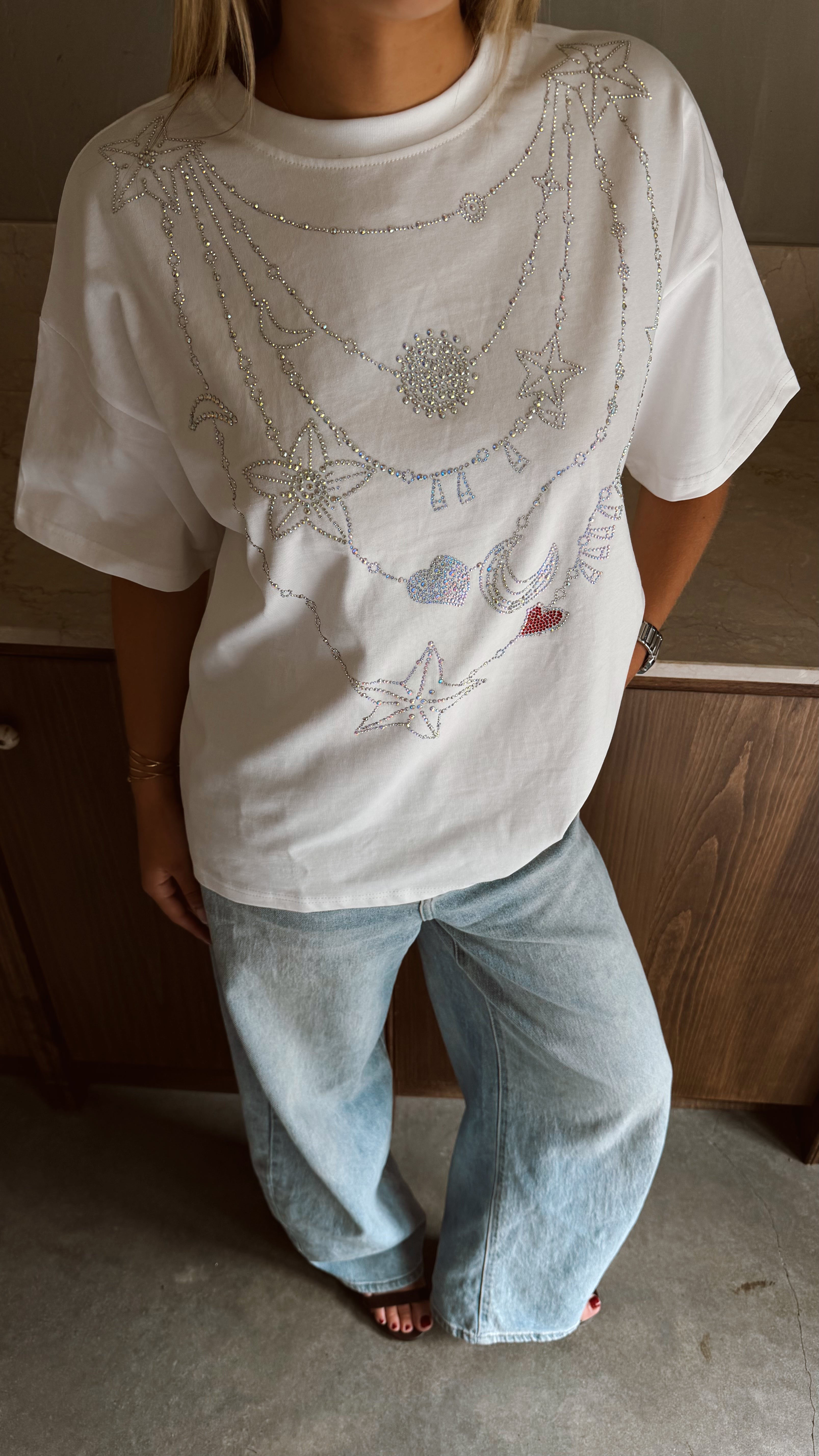T-SHIRT COLLIER STRASS