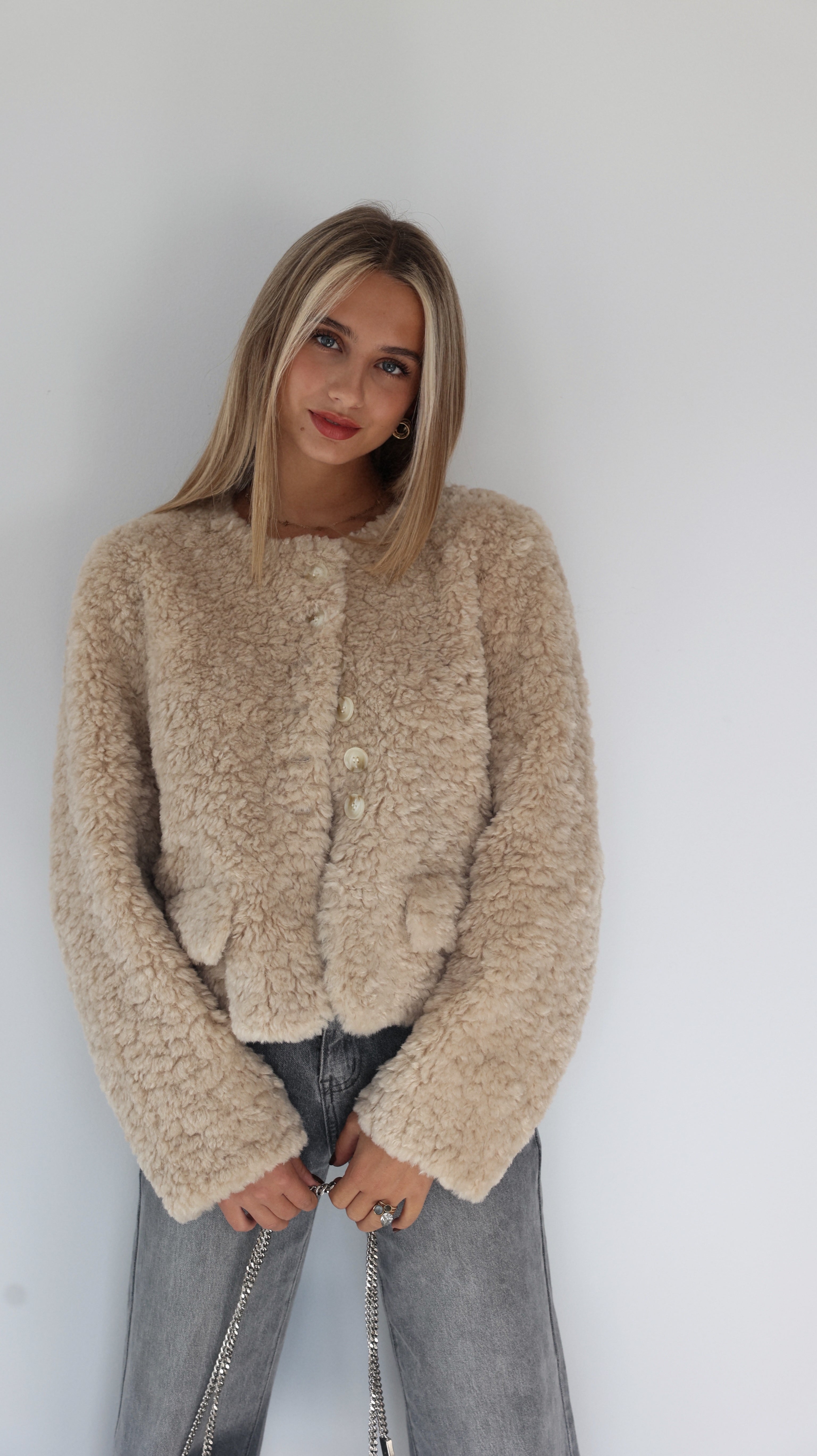 VESTE MIRELLE COL ROND - BEIGE