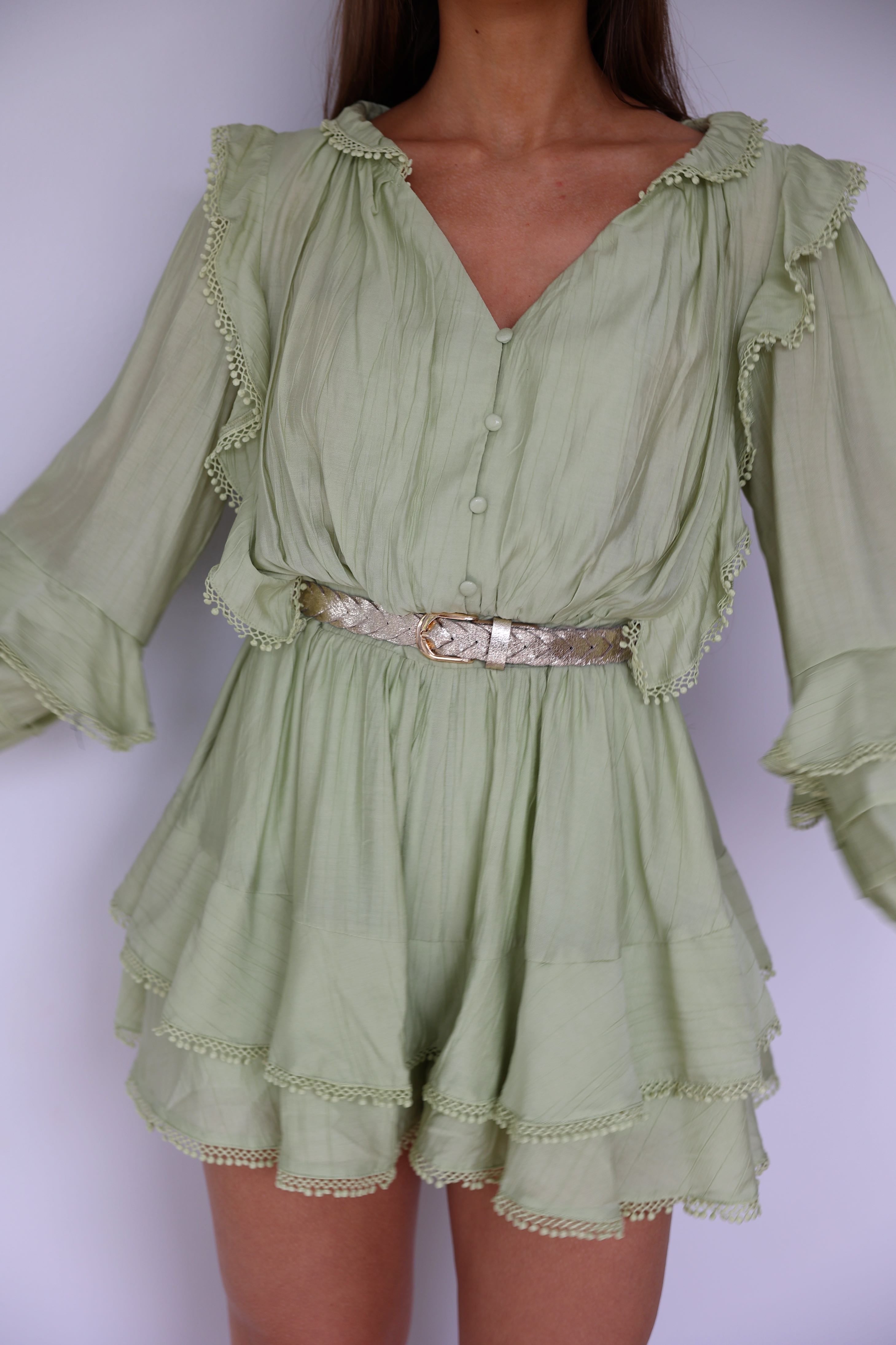 LALIE PLAYSUIT - ANISE GREEN