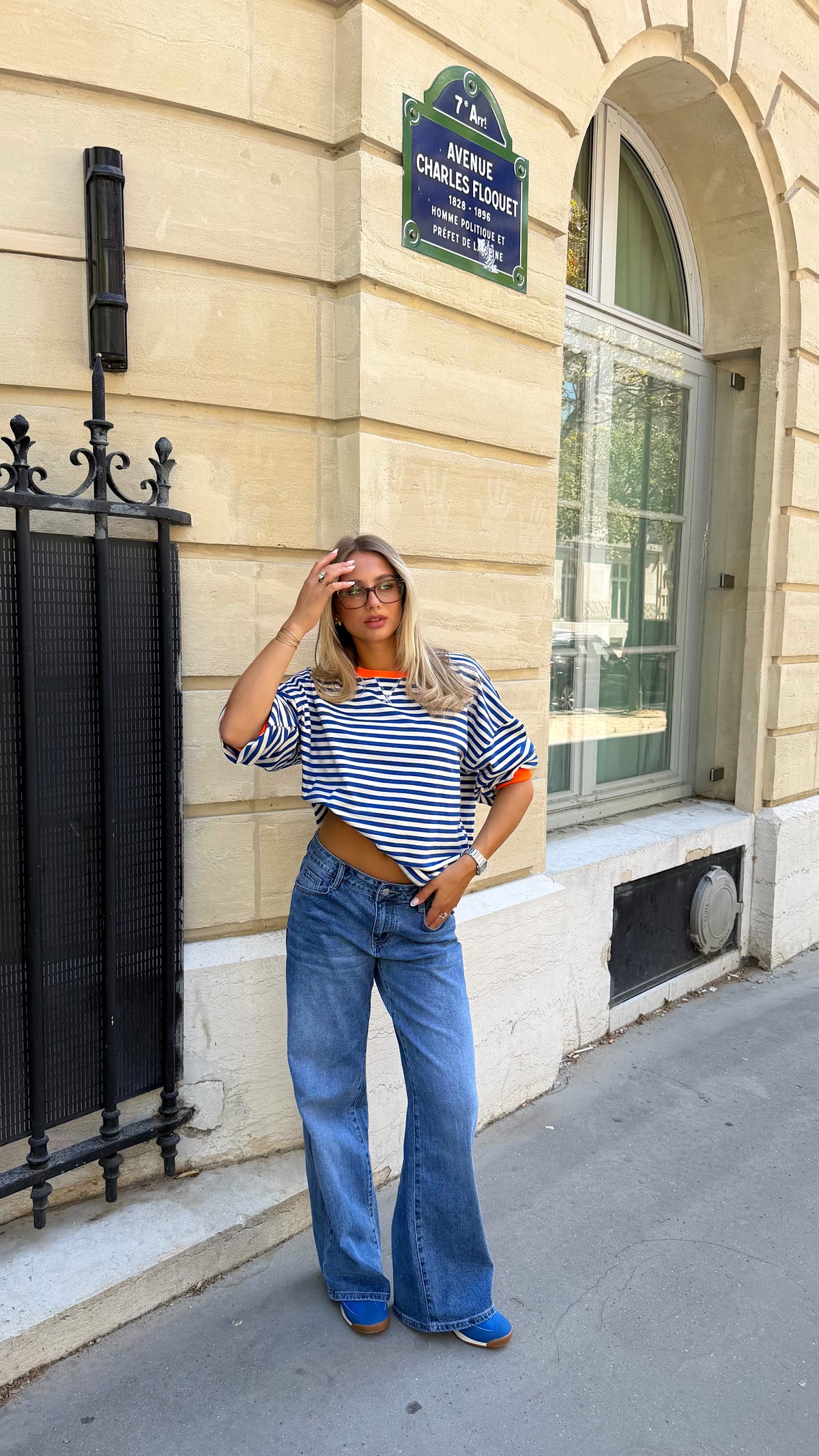 TOP CHARLINE - BLEU/ORANGE