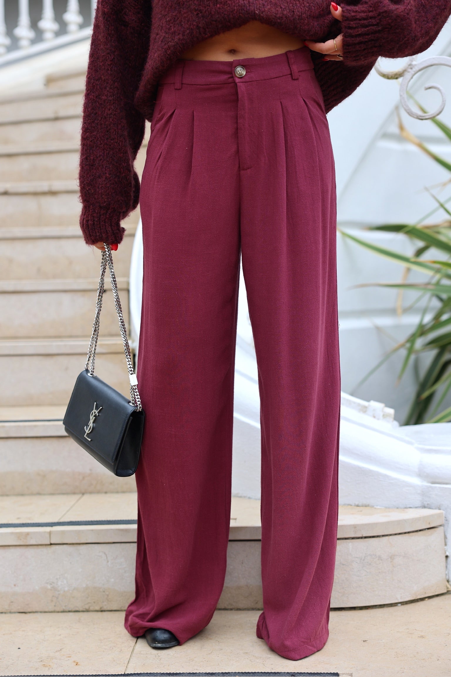 MONA PANTS - BURGUNDY