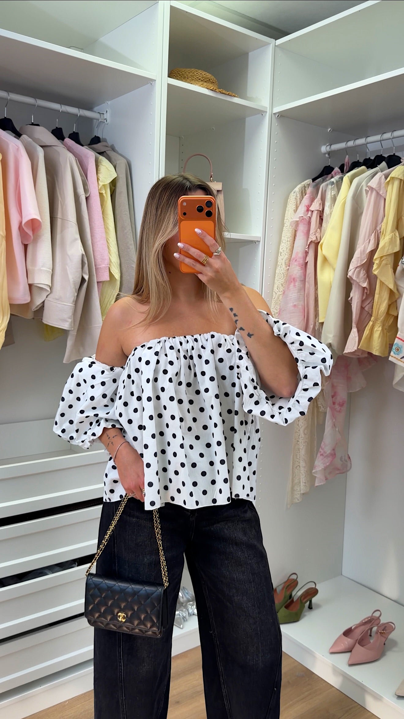 BLOUSE DOMI POIS - BLANC