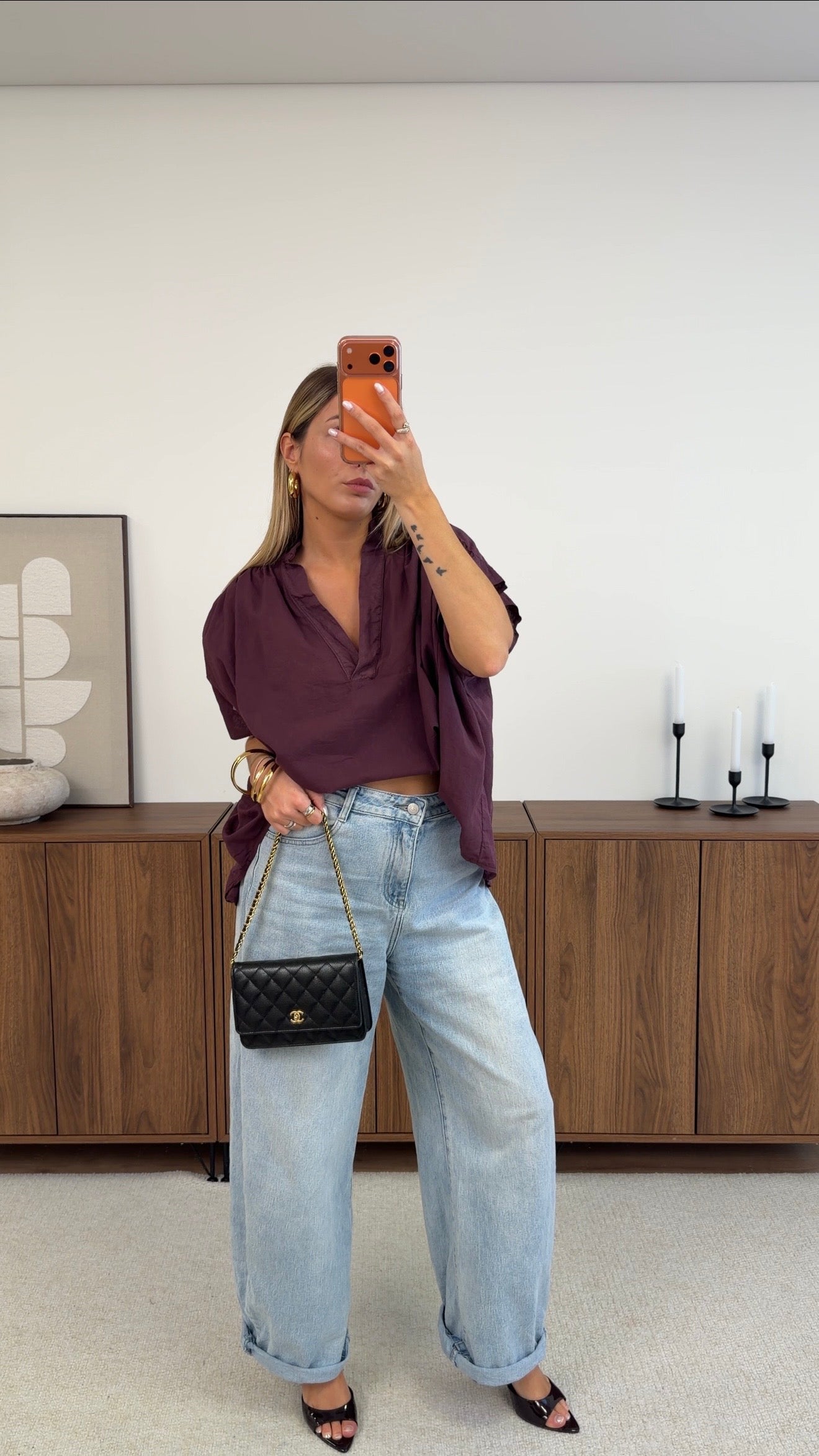 BLUSA DE MANGA CORTA CLÉA - CIRUELA