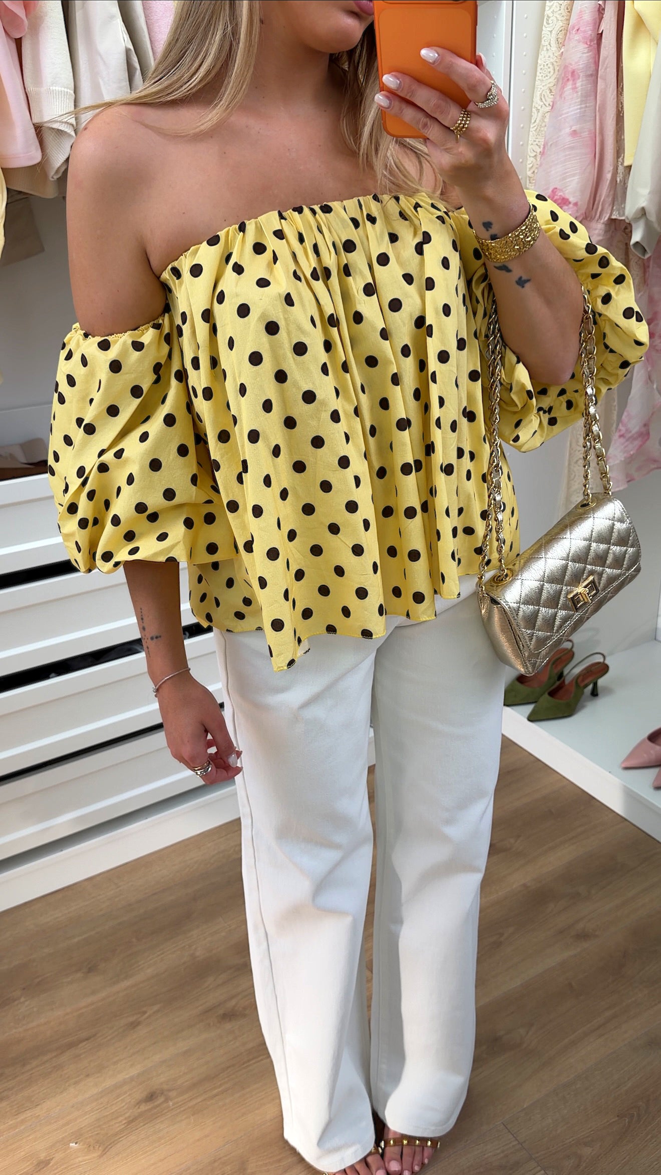 BLOUSE DOMI POIS - JAUNE