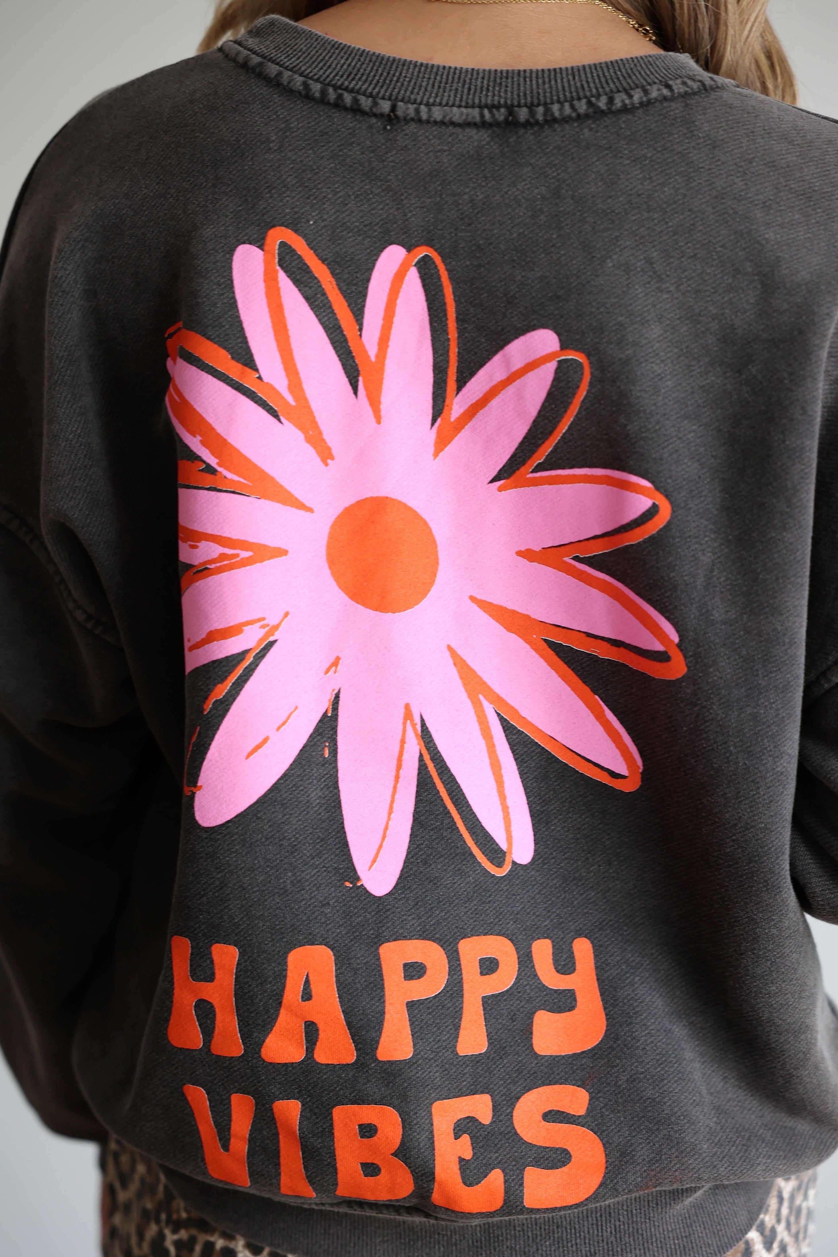 SUDADERA HAPPY VIBES - GRIS