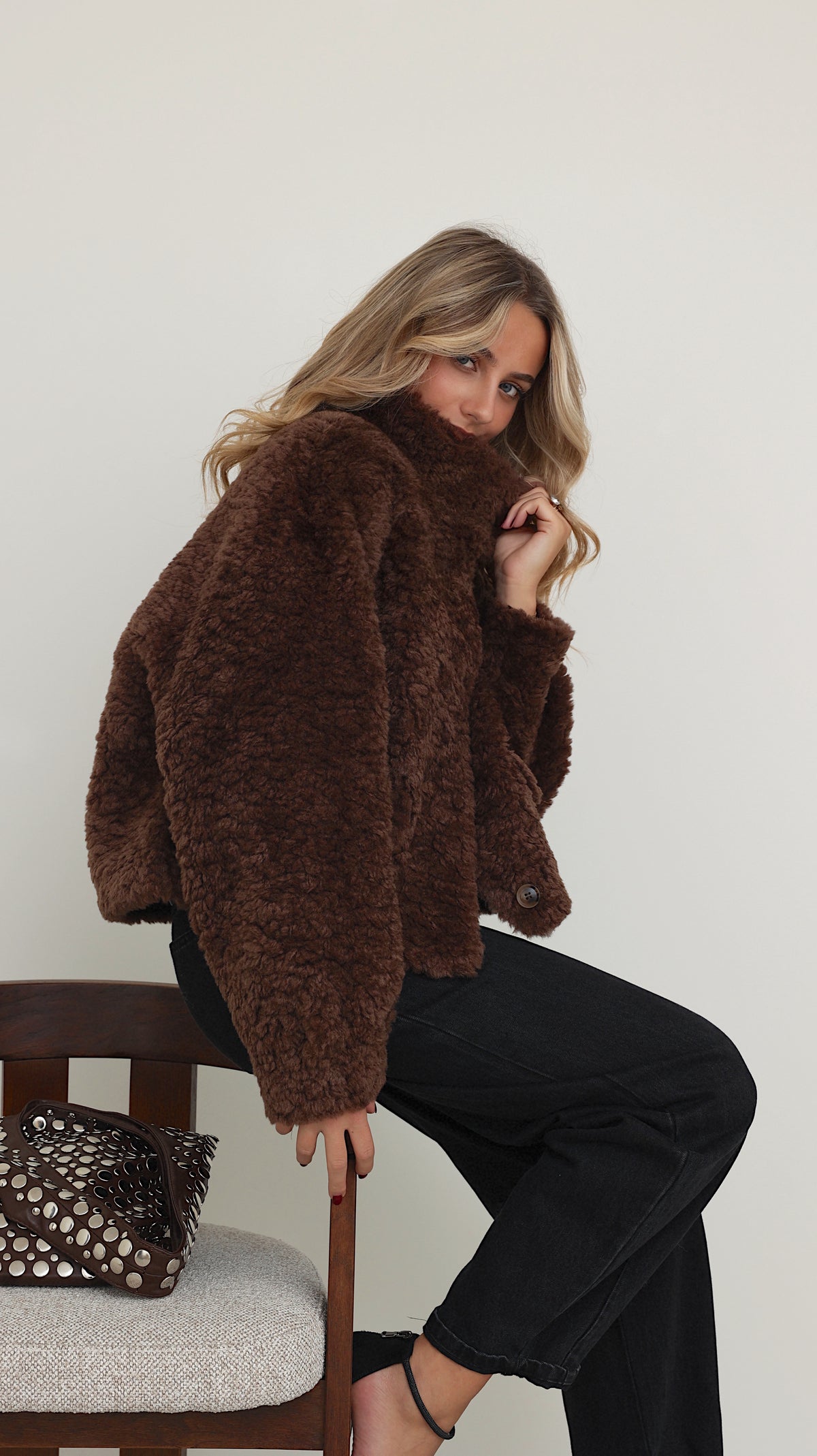 VESTE MIRELLE COL MONTANT - CHOCO